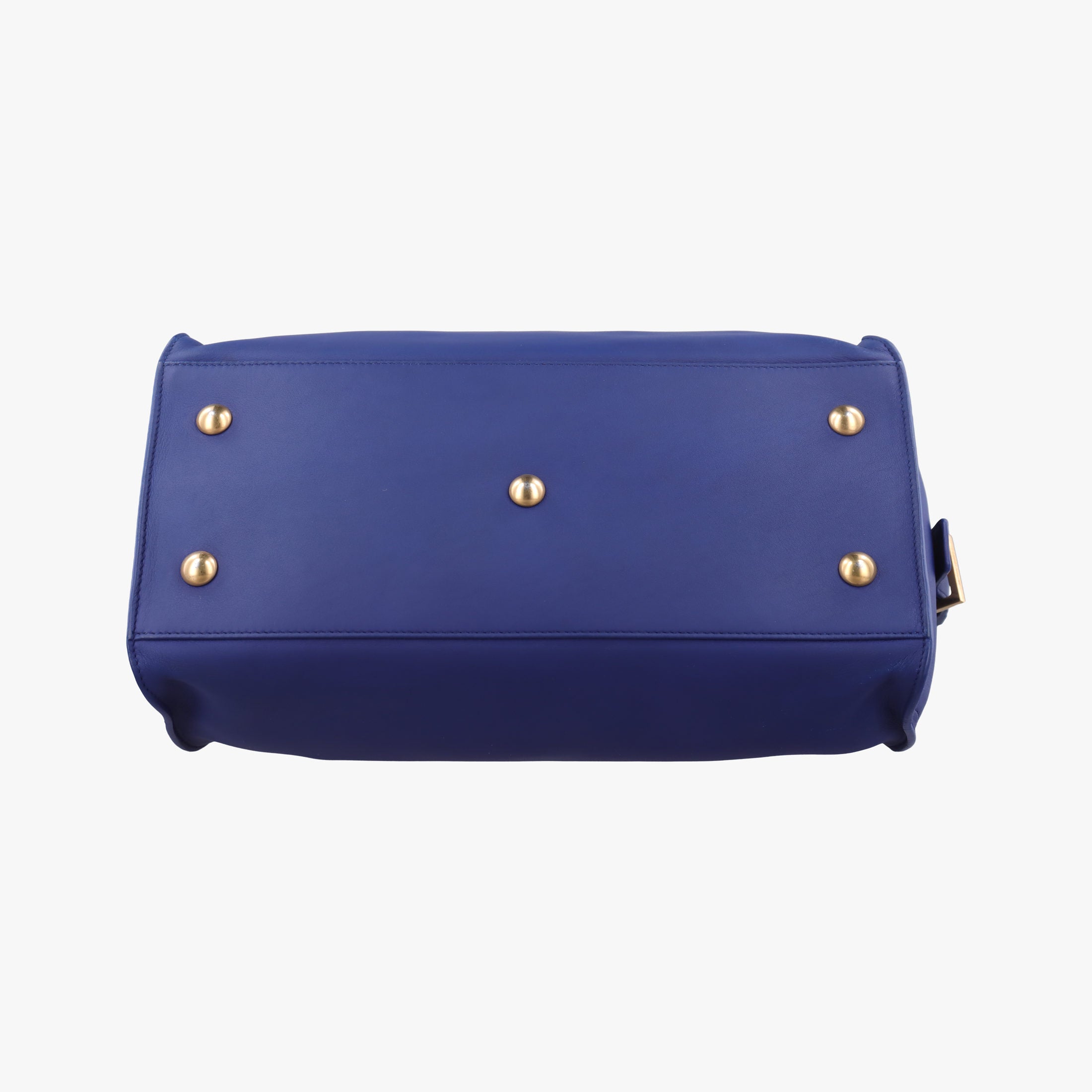 Pre-owned Yves Saint Laurent Y Ligne Petit Cabas Blue Leather 311210 shoulderbag | stylenewstar