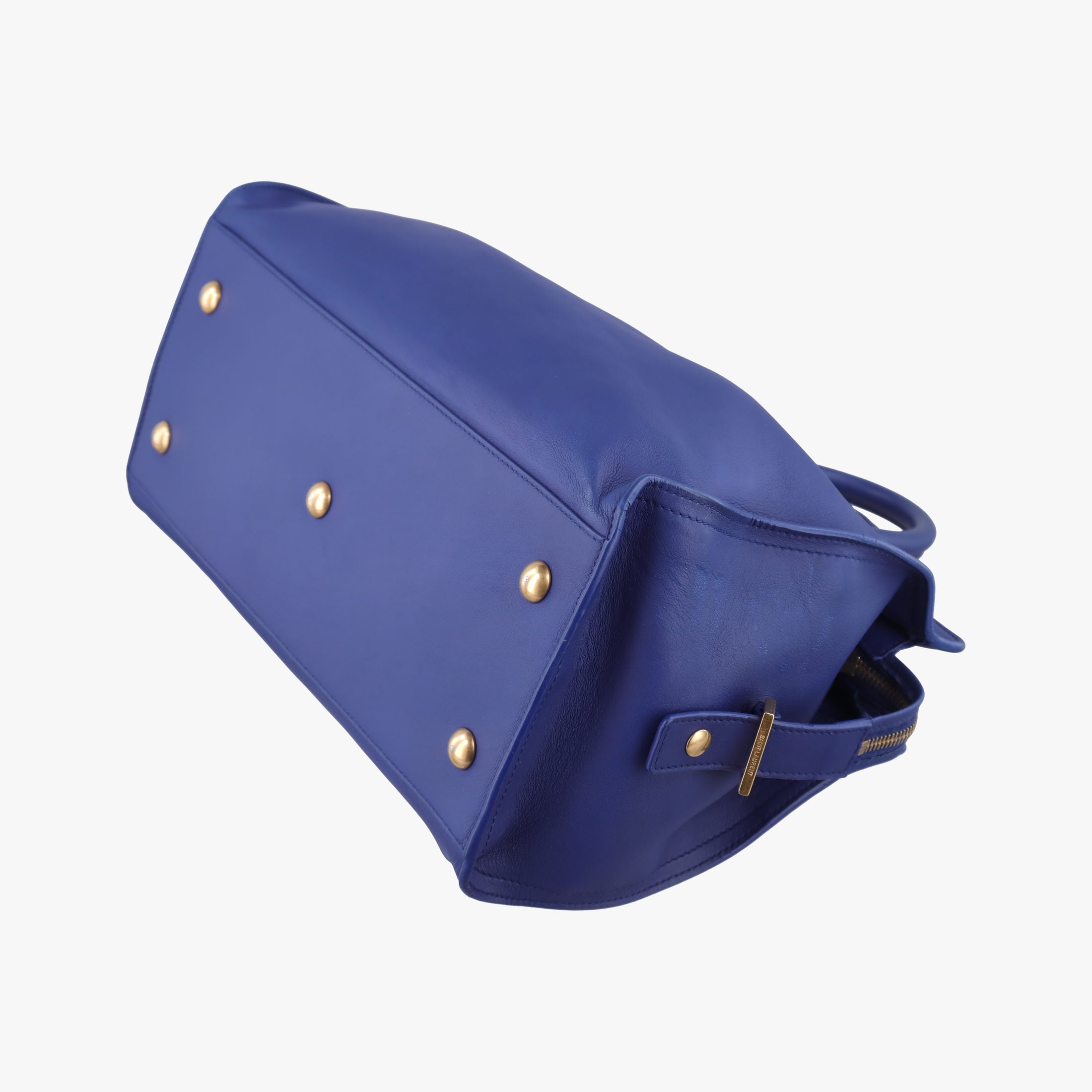 Pre-owned Yves Saint Laurent Y Ligne Petit Cabas Blue Leather 311210 shoulderbag | stylenewstar