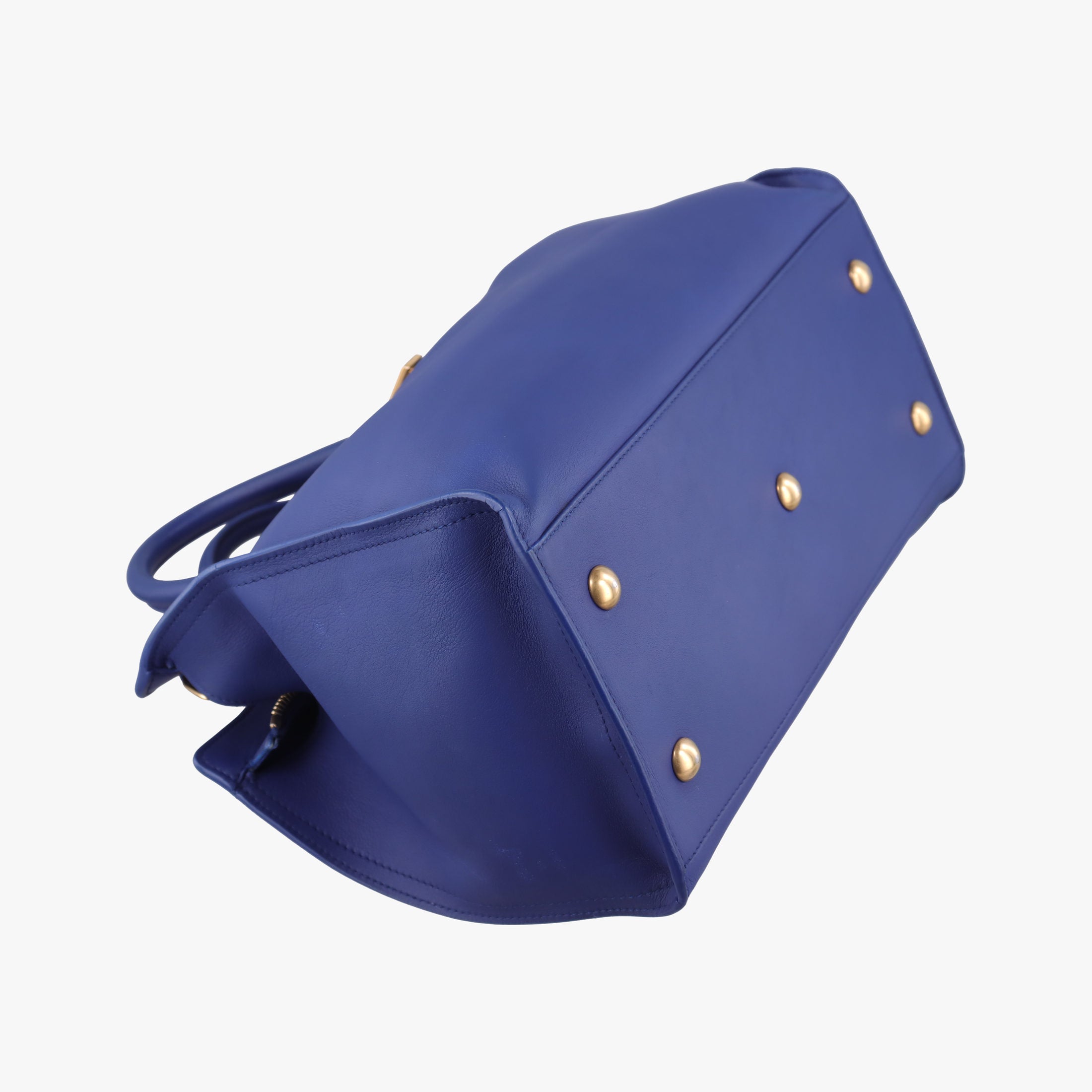 Pre-owned Yves Saint Laurent Y Ligne Petit Cabas Blue Leather 311210 shoulderbag | stylenewstar