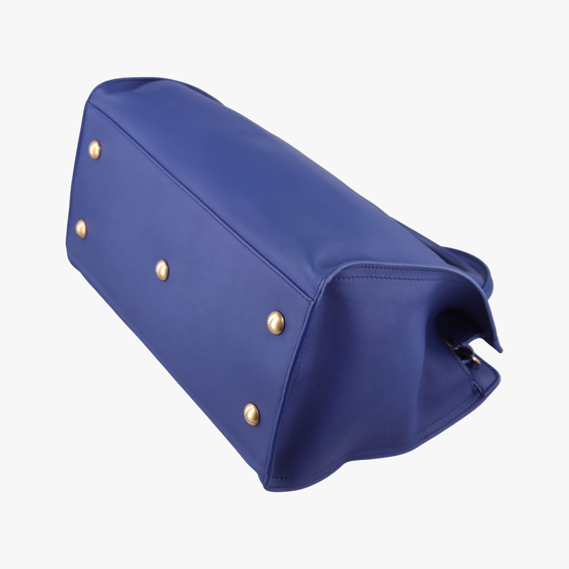 Pre-owned Yves Saint Laurent Y Ligne Petit Cabas Blue Leather 311210 shoulderbag | stylenewstar