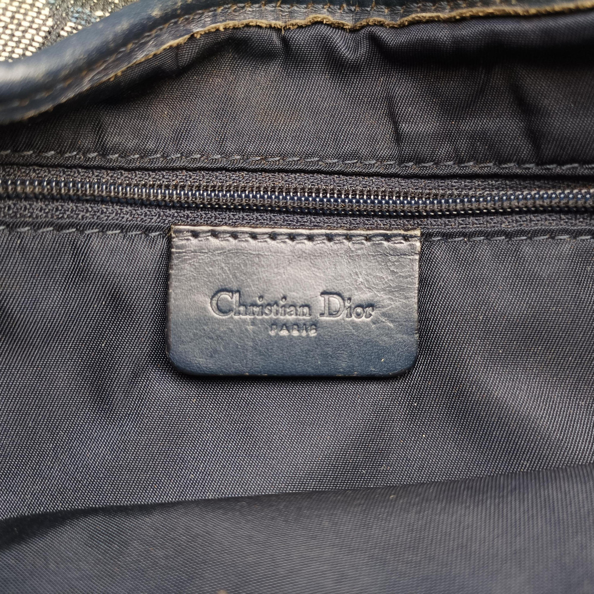 Vintage Christian Dior Double Saddle Navy Jacquard  shoulderbag | stylenewstar
