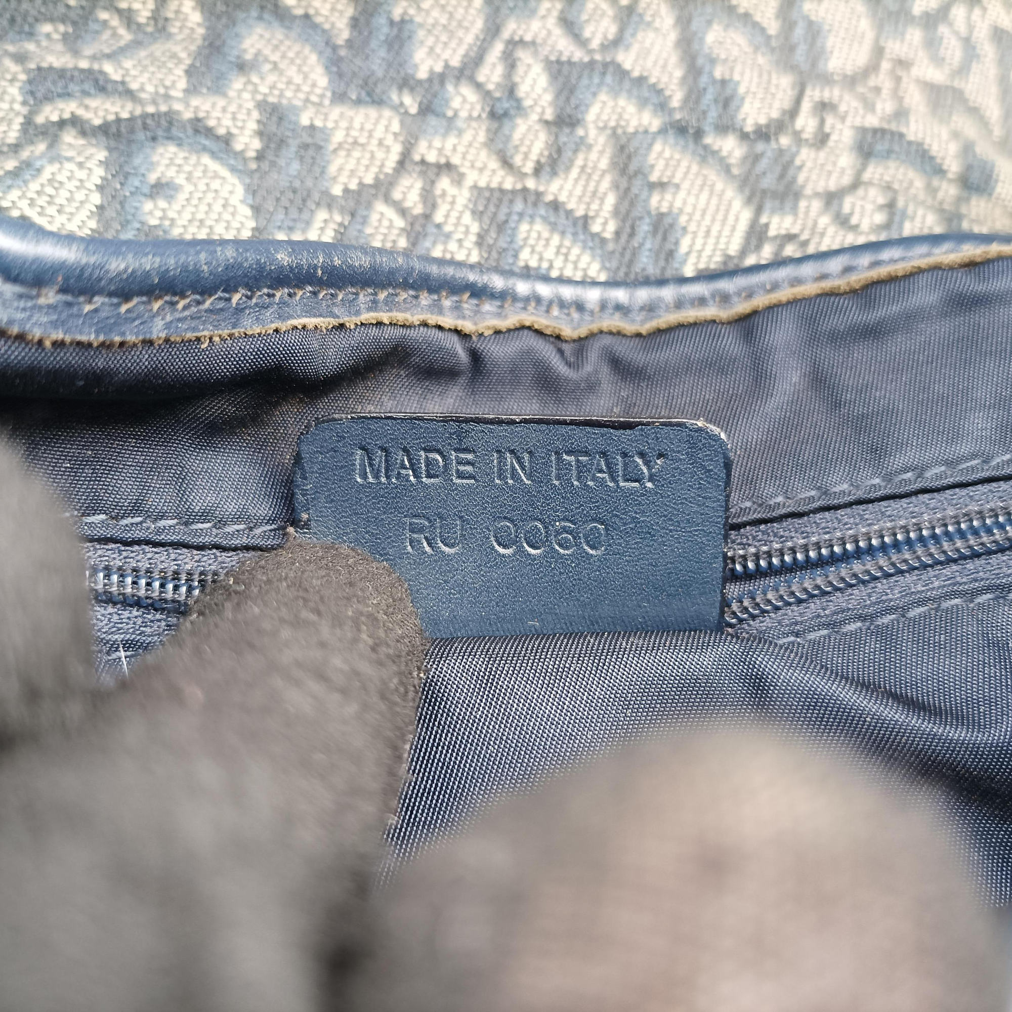 Vintage Christian Dior Double Saddle Navy Jacquard  shoulderbag | stylenewstar
