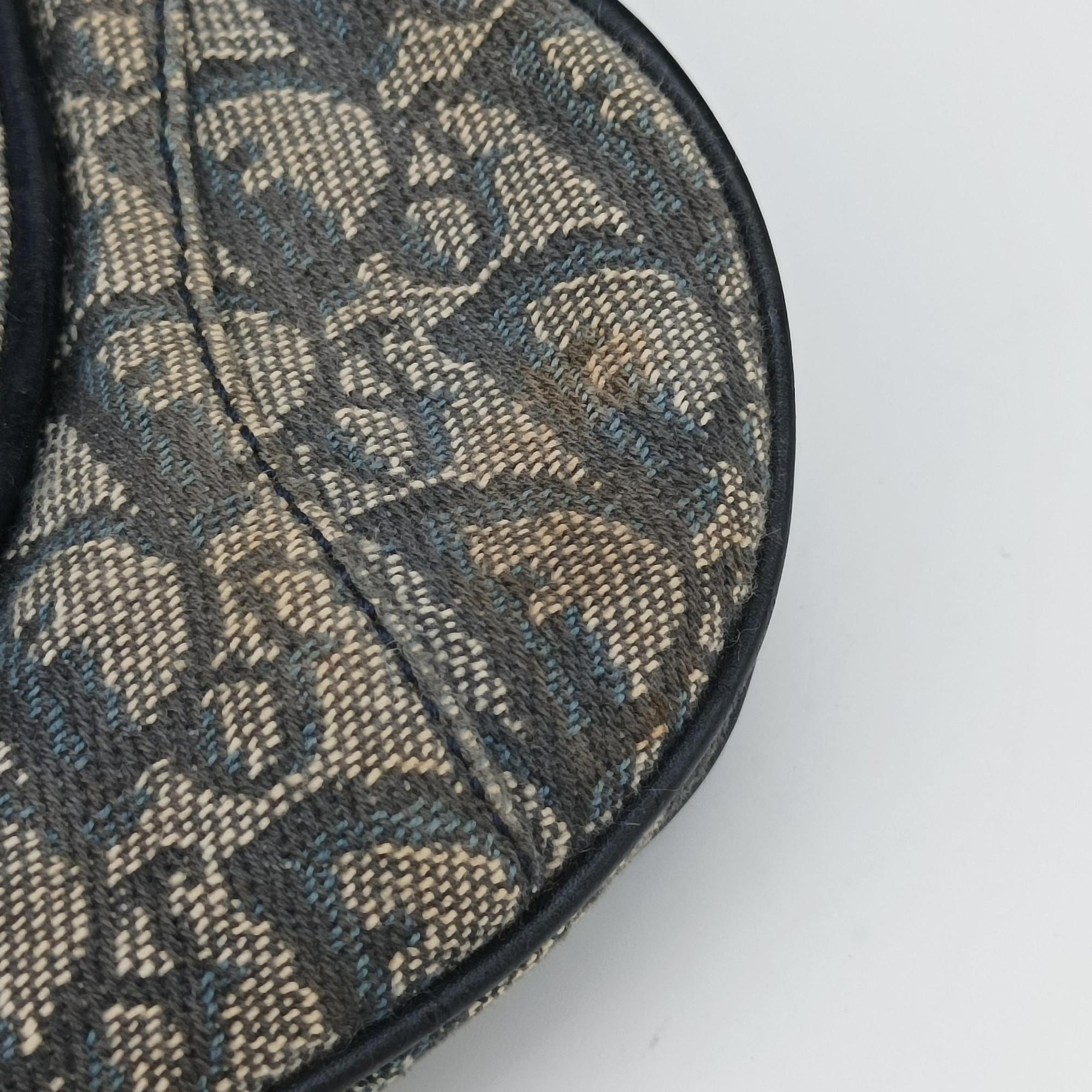 Vintage Christian Dior Double Saddle Navy Jacquard  shoulderbag | stylenewstar