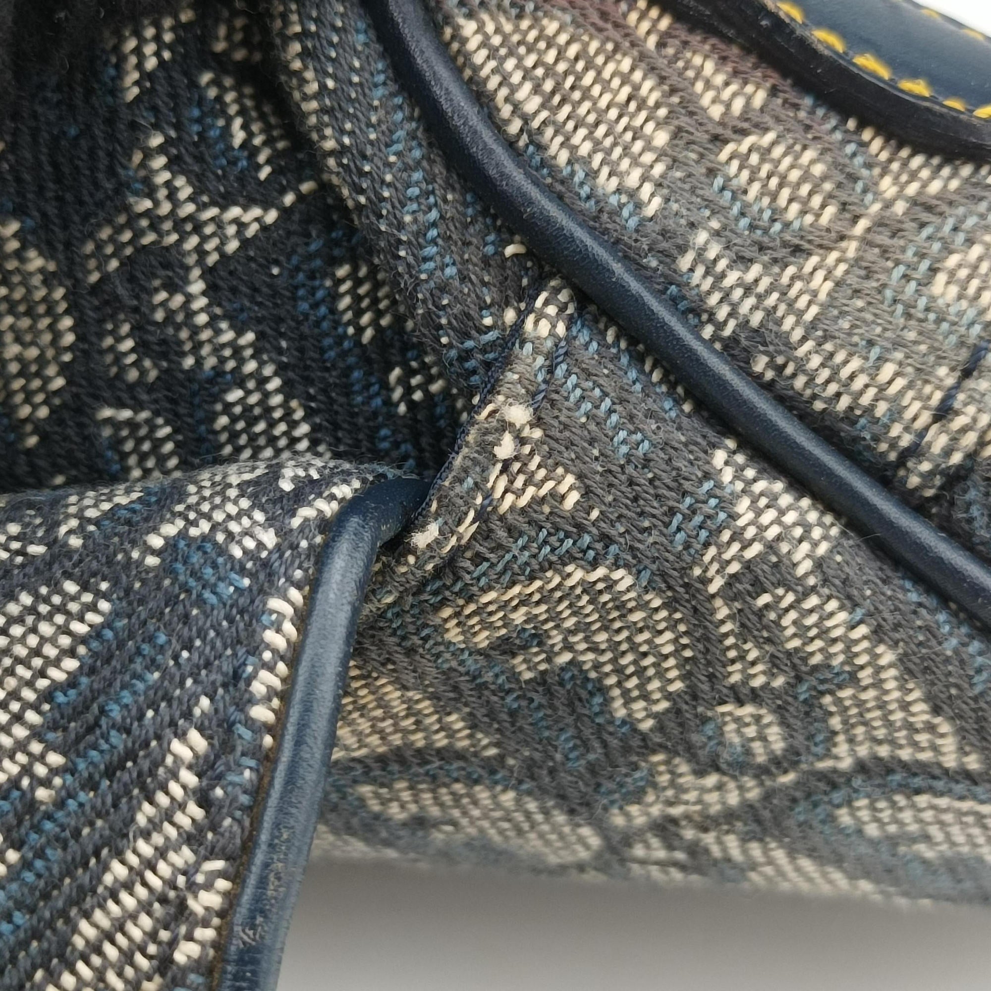 Vintage Christian Dior Double Saddle Navy Jacquard  shoulderbag | stylenewstar