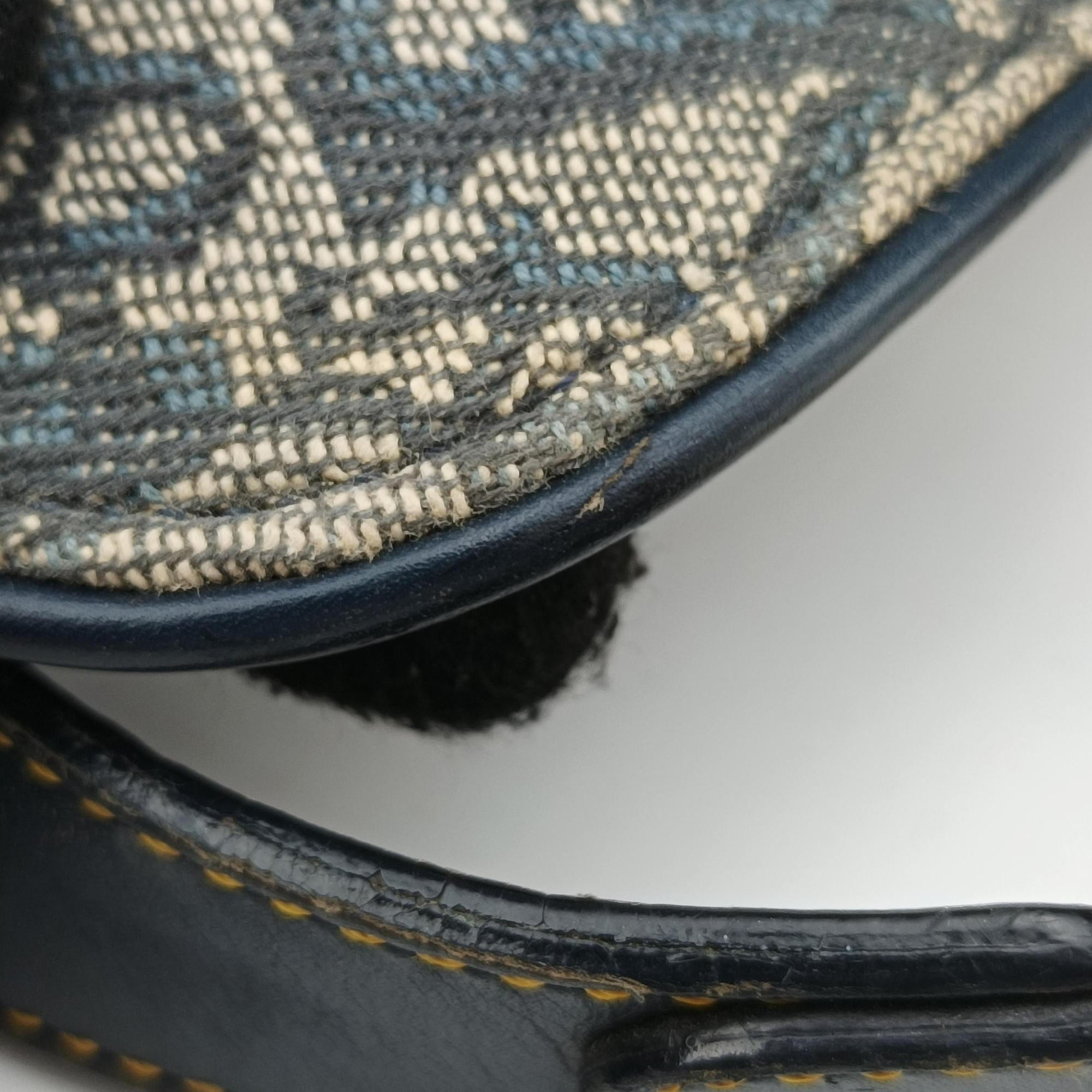 Vintage Christian Dior Double Saddle Navy Jacquard  shoulderbag | stylenewstar