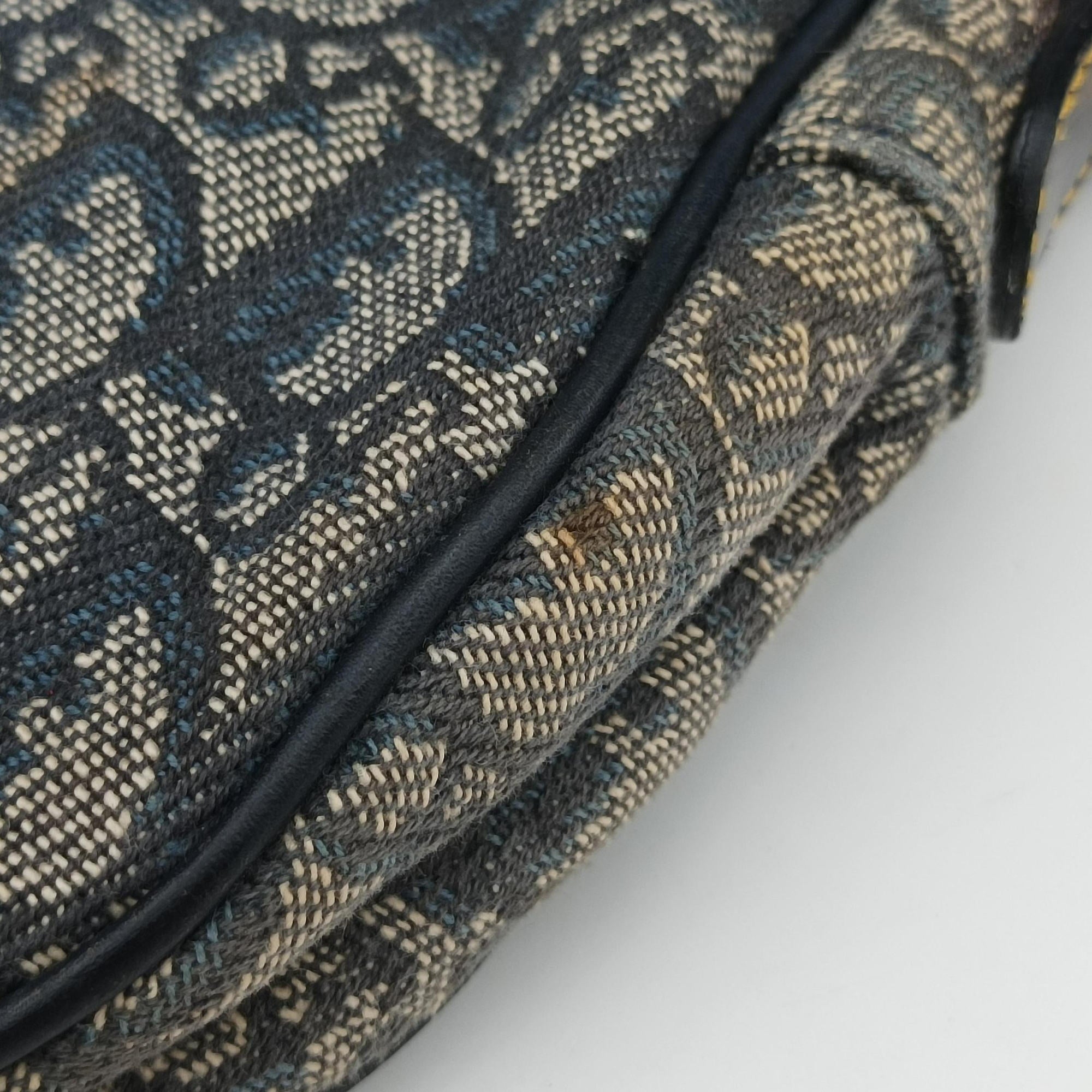 Vintage Christian Dior Double Saddle Navy Jacquard  shoulderbag | stylenewstar