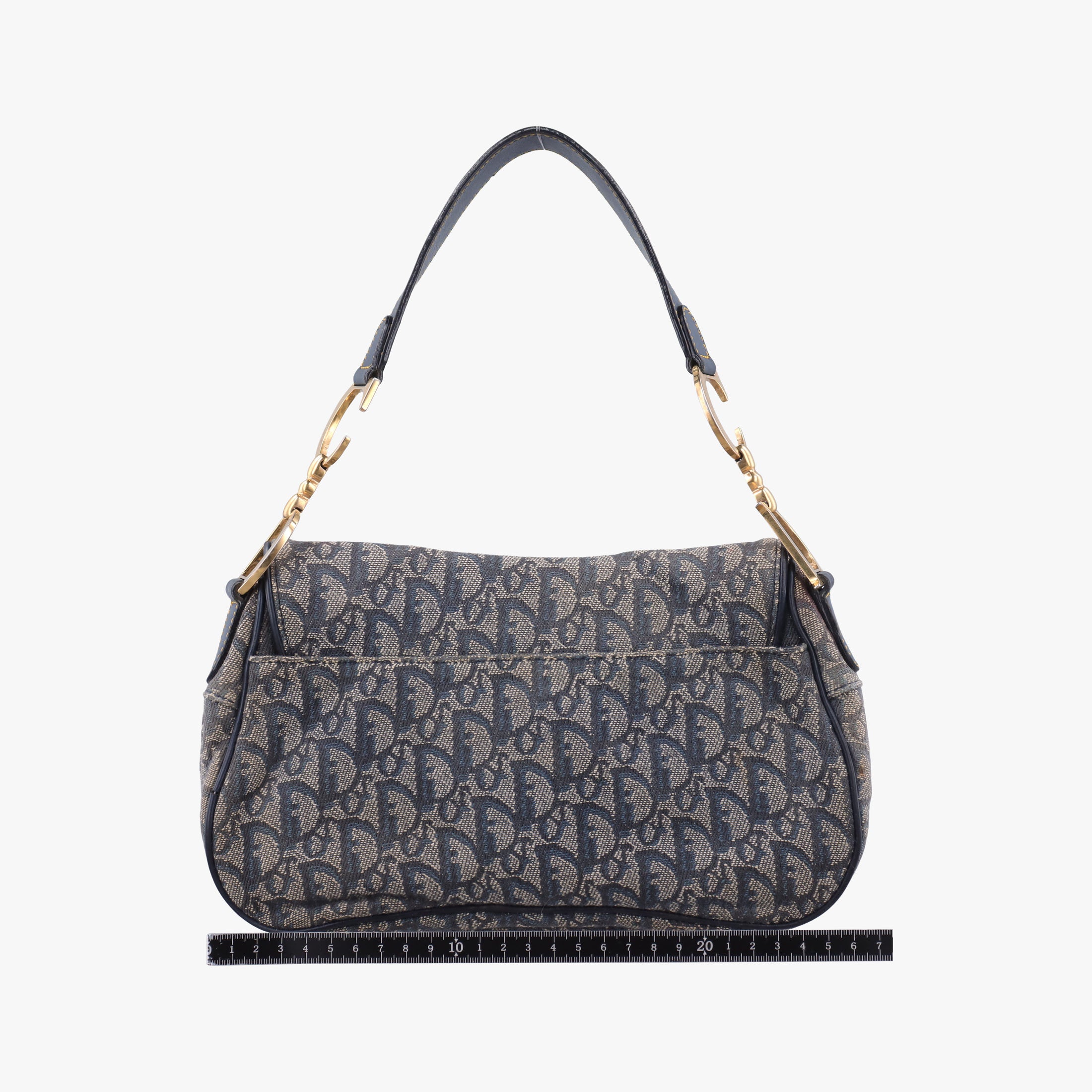 Vintage Christian Dior Double Saddle Navy Jacquard  shoulderbag | stylenewstar