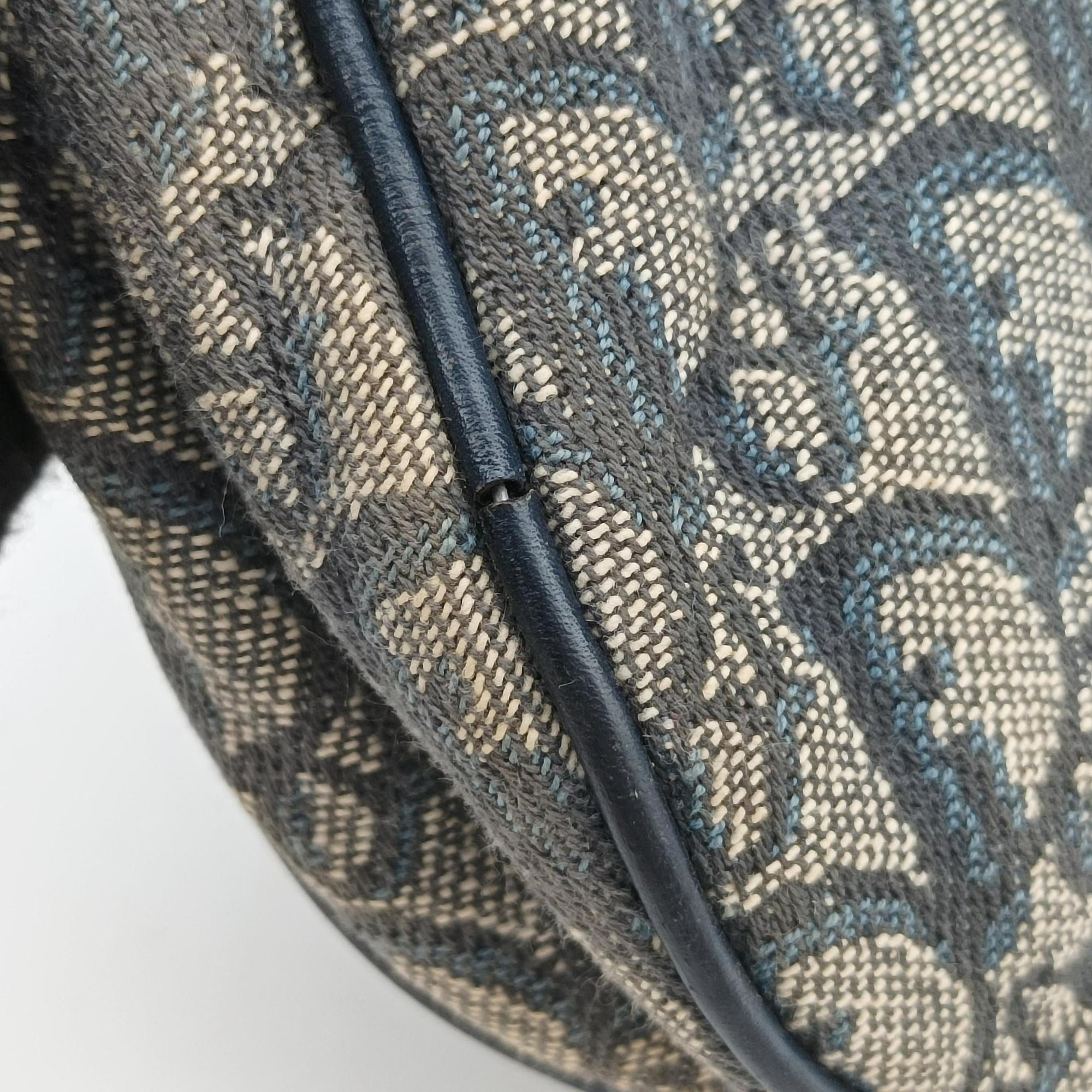 Vintage Christian Dior Double Saddle Navy Jacquard  shoulderbag | stylenewstar