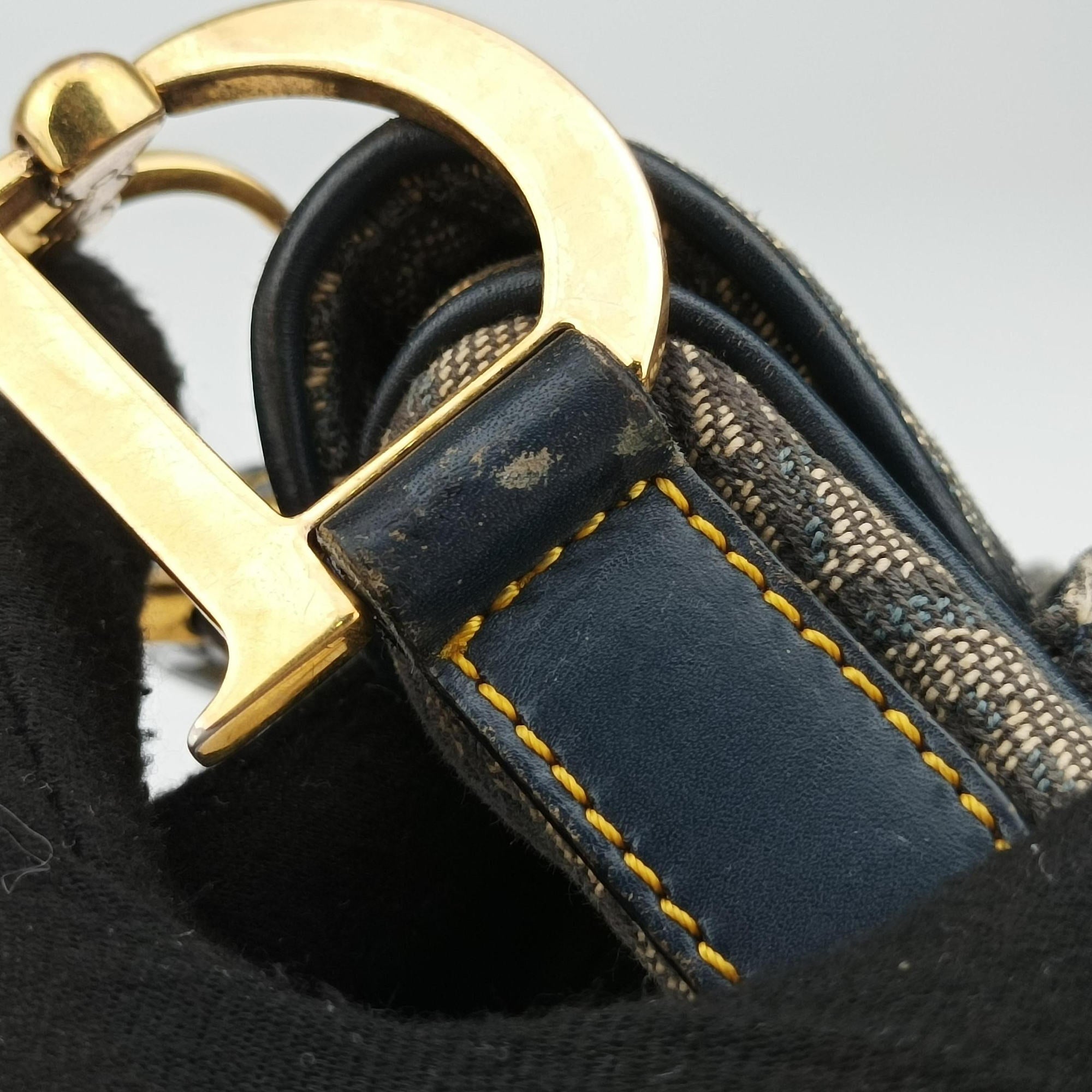 Vintage Christian Dior Double Saddle Navy Jacquard  shoulderbag | stylenewstar