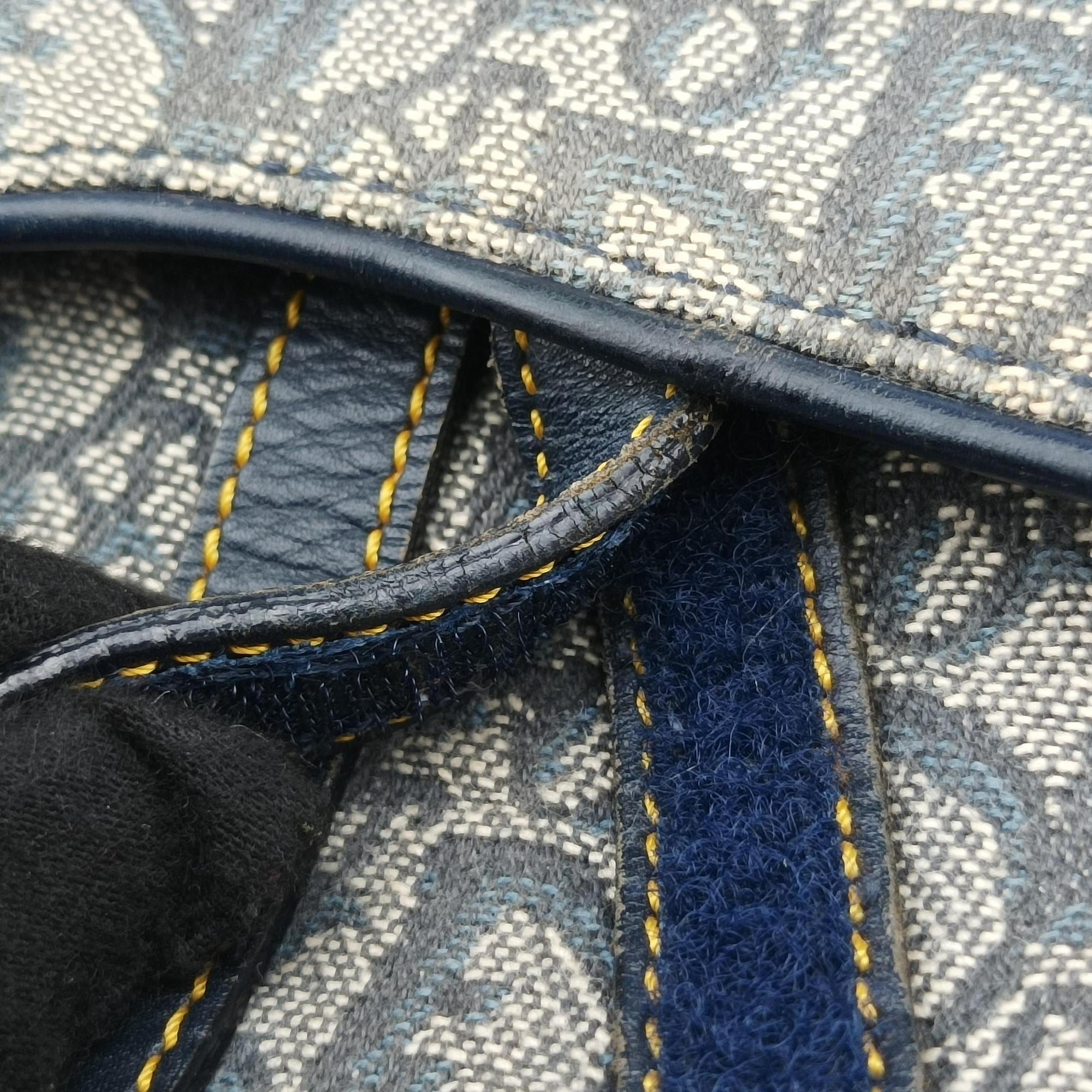 Vintage Christian Dior Double Saddle Navy Jacquard  shoulderbag | stylenewstar