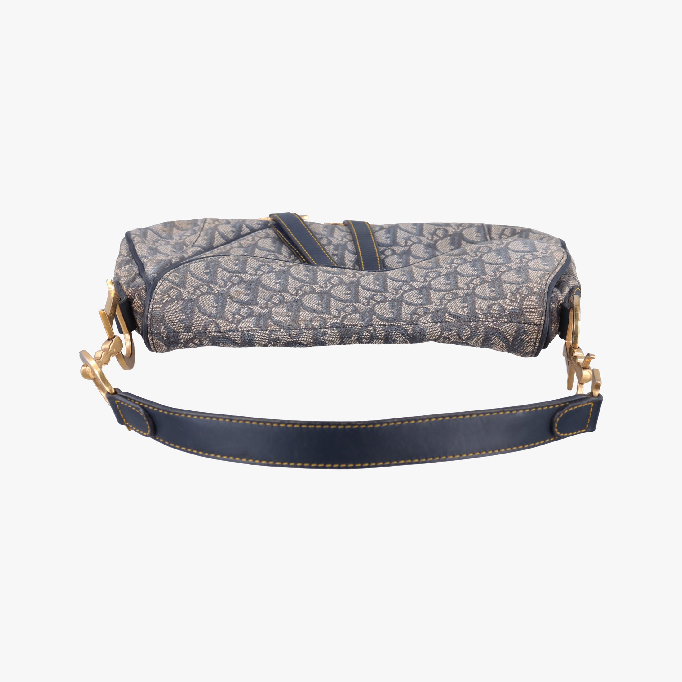 Vintage Christian Dior Double Saddle Navy Jacquard  shoulderbag | stylenewstar