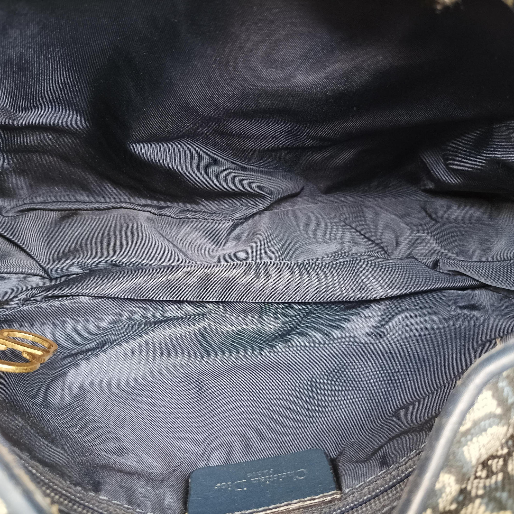 Vintage Christian Dior Double Saddle Navy Jacquard  shoulderbag | stylenewstar