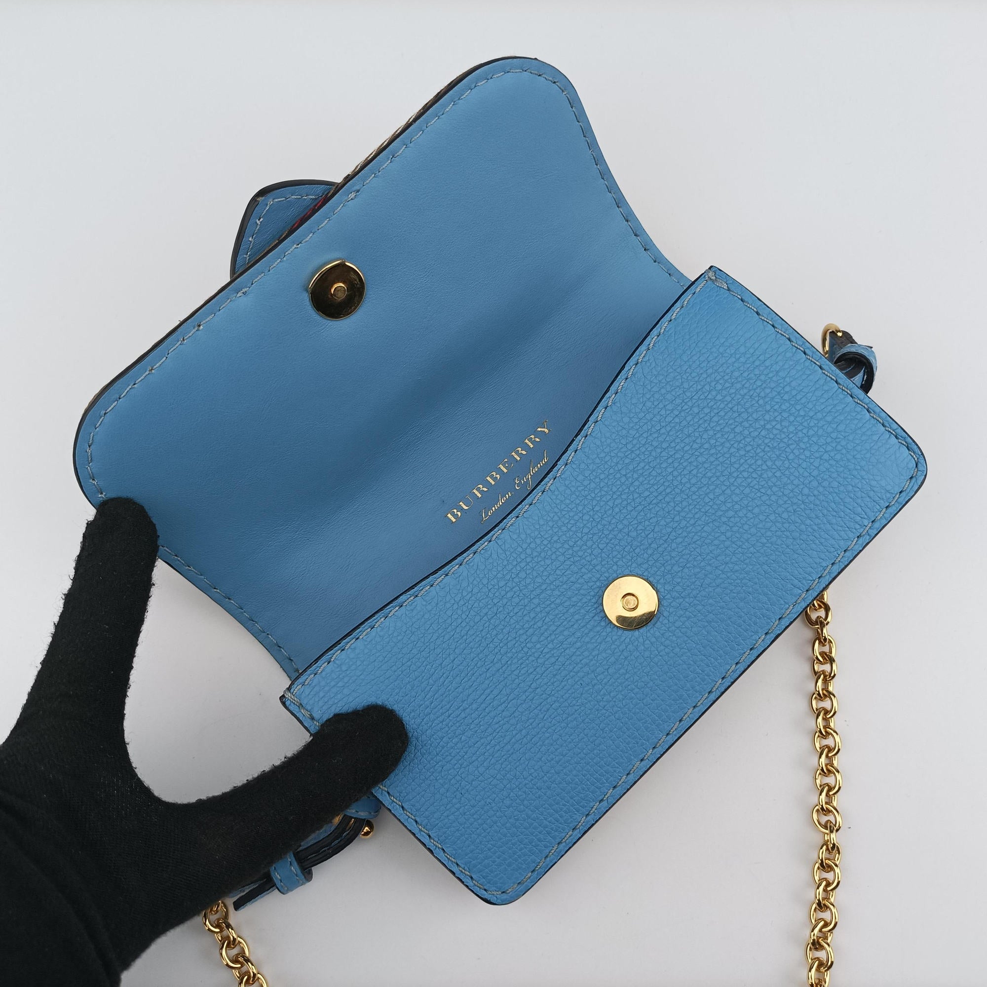 Secondhand Burberry House Check Buckle Blue × Multicolor Canvas × Leather  shoulderbag | stylenewstar