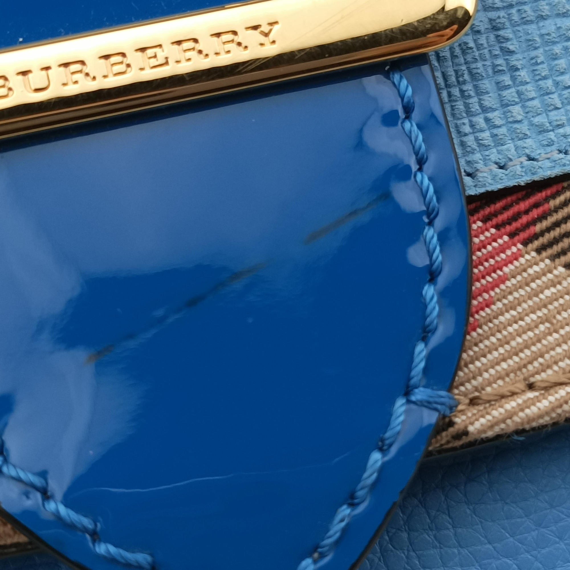 Secondhand Burberry House Check Buckle Blue × Multicolor Canvas × Leather  shoulderbag | stylenewstar