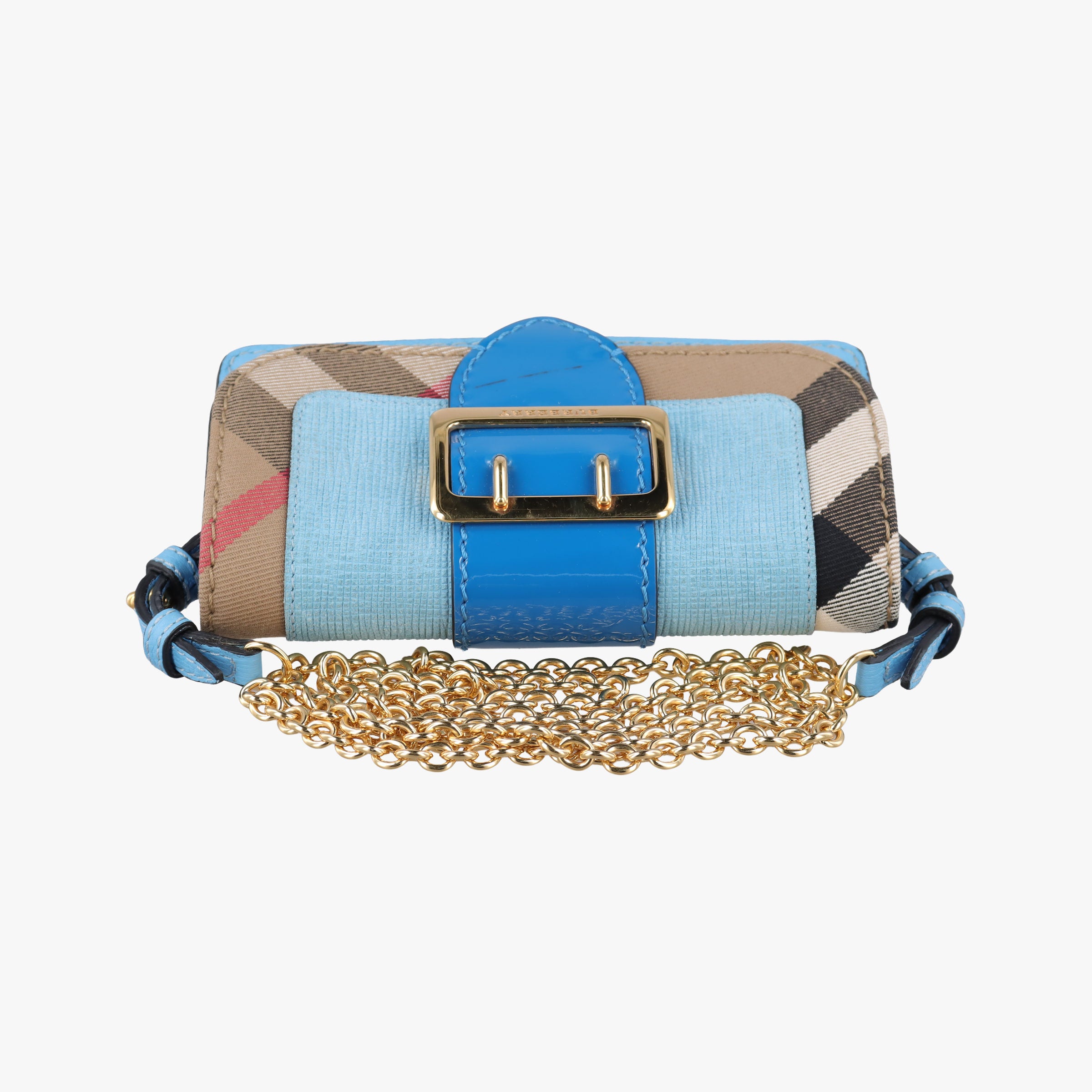 Secondhand Burberry House Check Buckle Blue × Multicolor Canvas × Leather  shoulderbag | stylenewstar