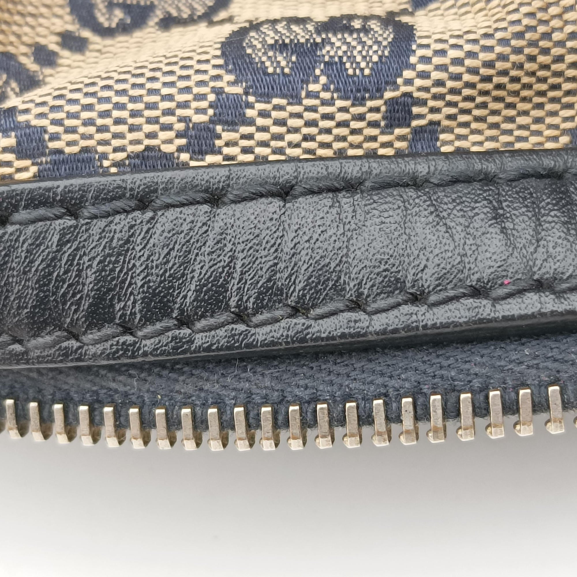 Pre-owned Gucci Sherry Line navy×red×beige canvas×leather 247205 shoulderbag | stylenewstar