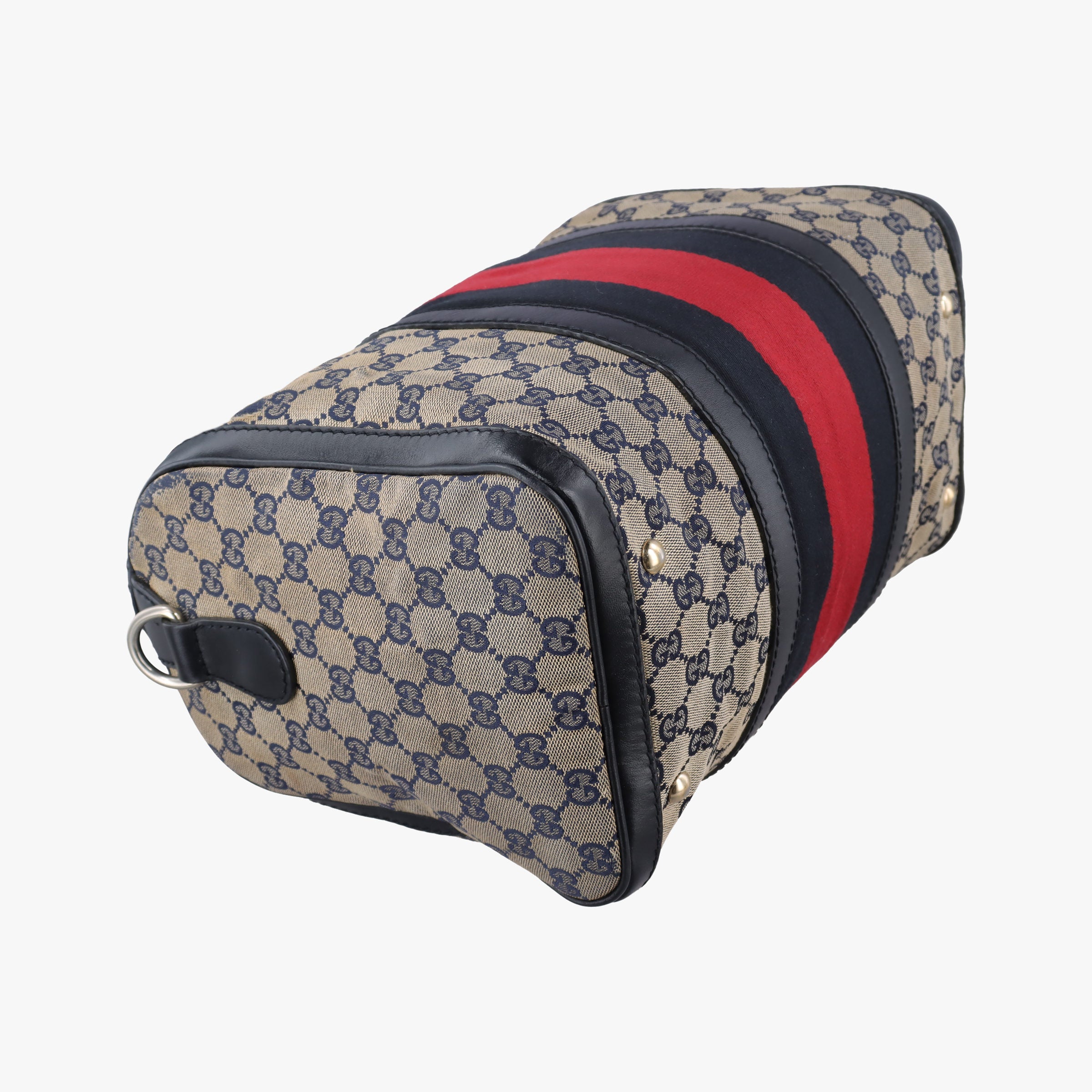 Pre-owned Gucci Sherry Line navy×red×beige canvas×leather 247205 shoulderbag | stylenewstar