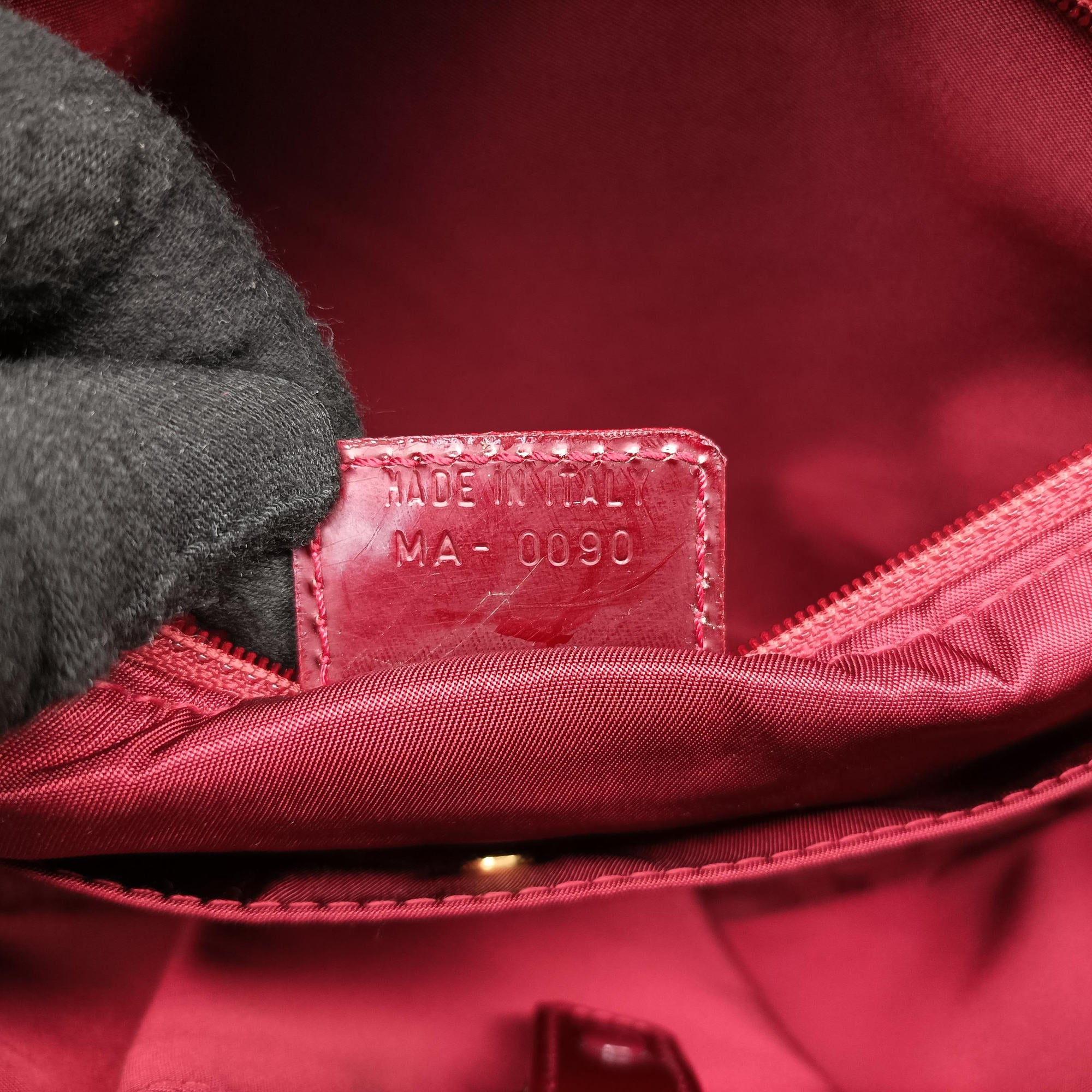 Pre-owned Christian Dior  Double Saddle Bowler Red patent  handbag | stylenewstar