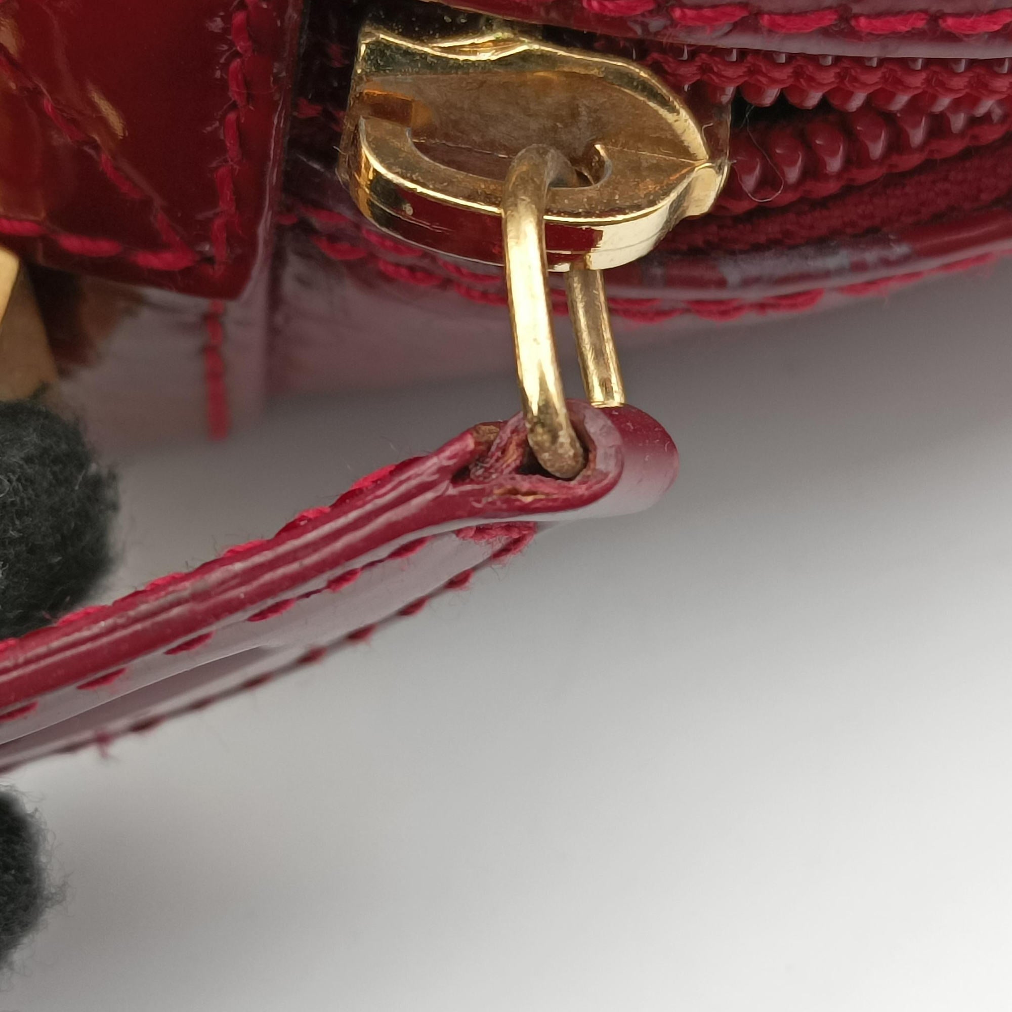 Pre-owned Christian Dior  Double Saddle Bowler Red patent  handbag | stylenewstar