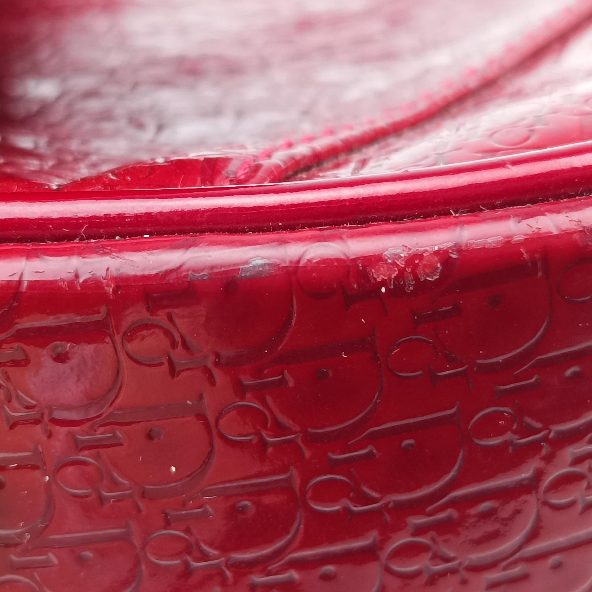 Pre-owned Christian Dior  Double Saddle Bowler Red patent  handbag | stylenewstar