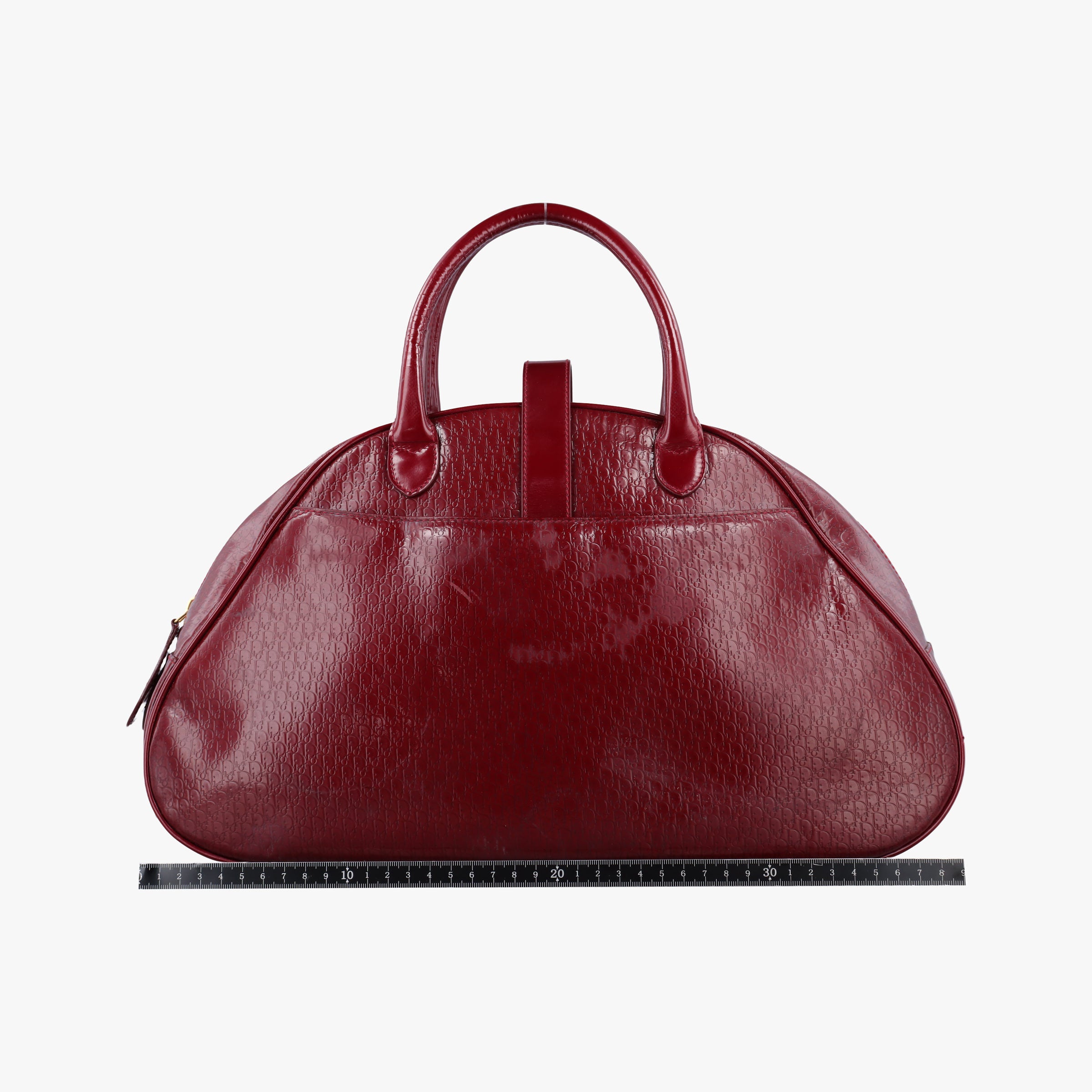Pre-owned Christian Dior  Double Saddle Bowler Red patent  handbag | stylenewstar