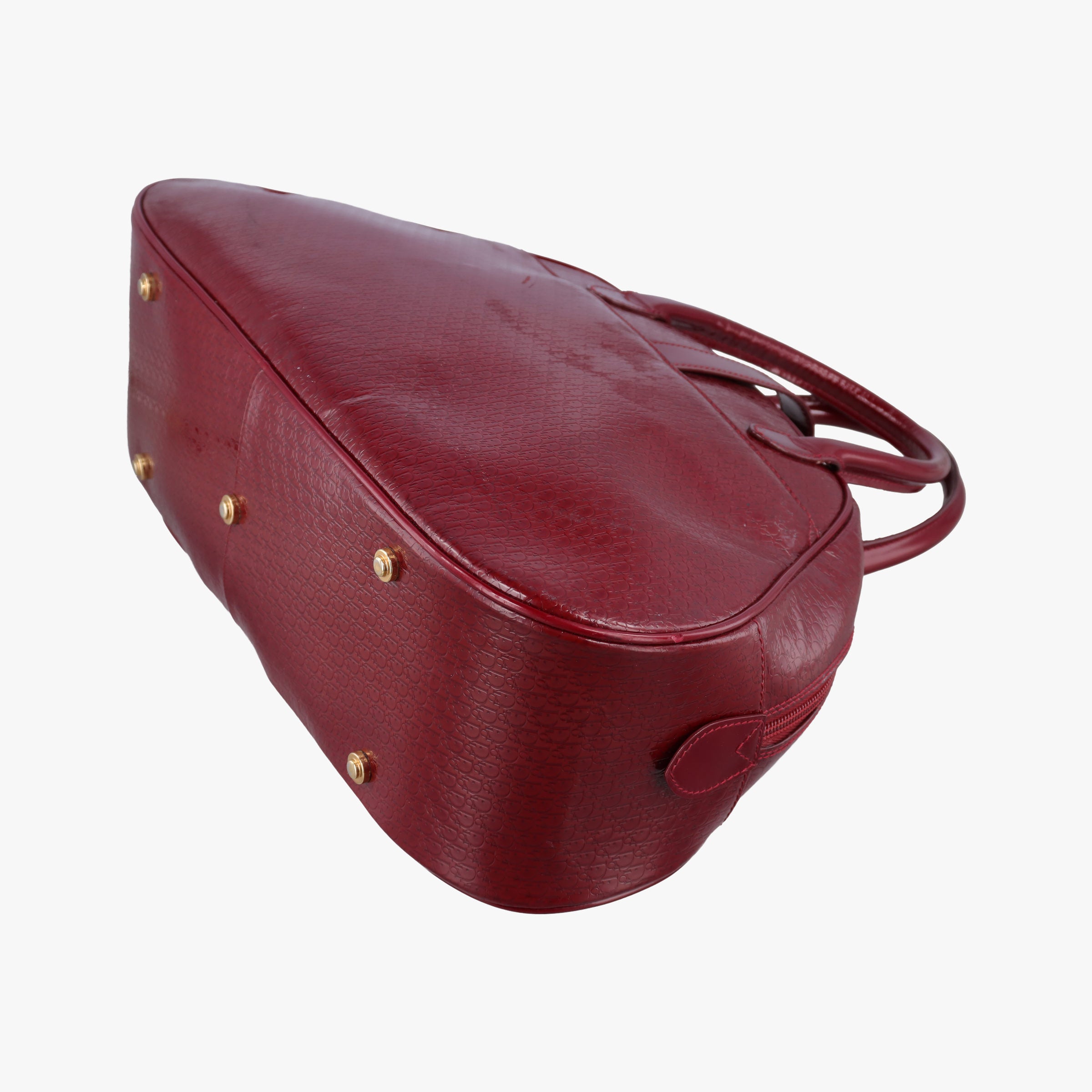 Pre-owned Christian Dior  Double Saddle Bowler Red patent  handbag | stylenewstar