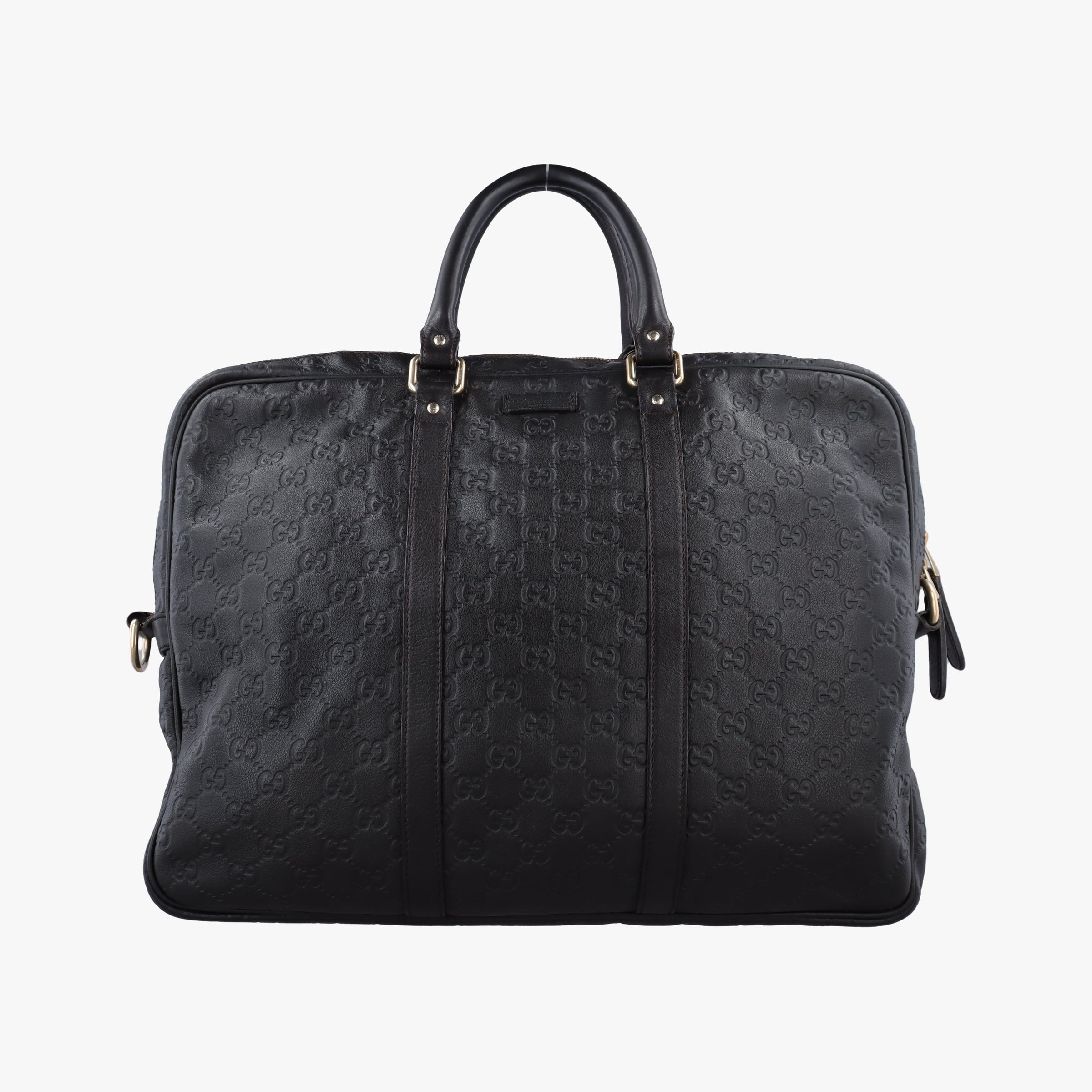 Pre-owned Gucci Guccissima  briefcase Black Leather 208463 handbag | stylenewstar