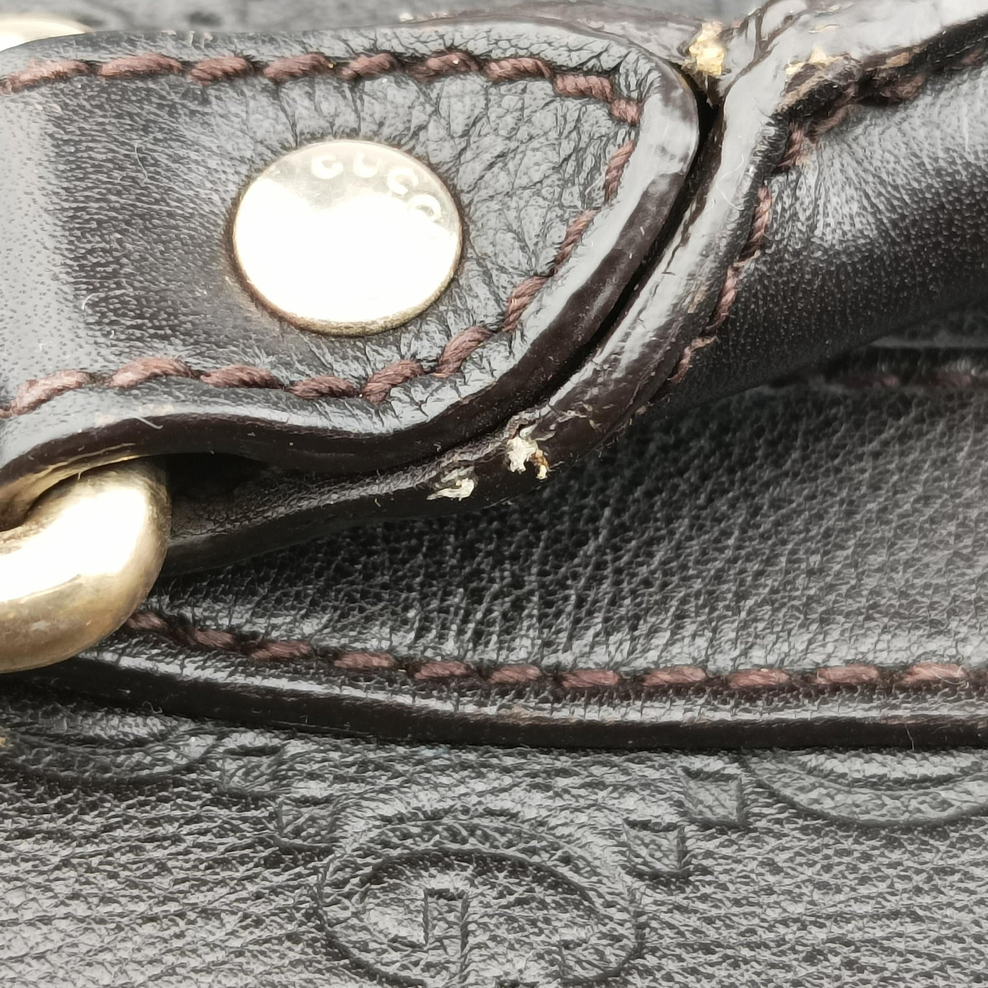 Pre-owned Gucci Guccissima  briefcase Black Leather 208463 handbag | stylenewstar