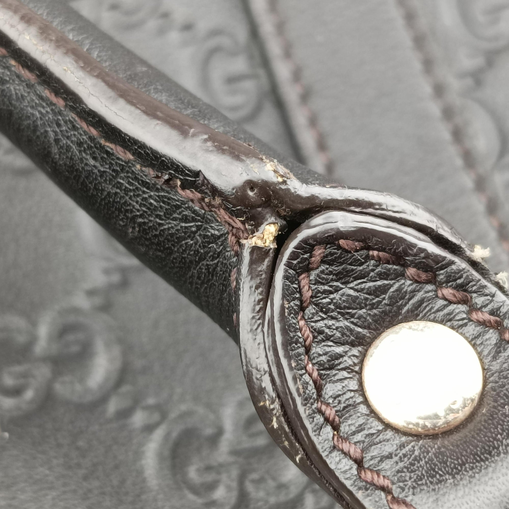 Pre-owned Gucci Guccissima  briefcase Black Leather 208463 handbag | stylenewstar