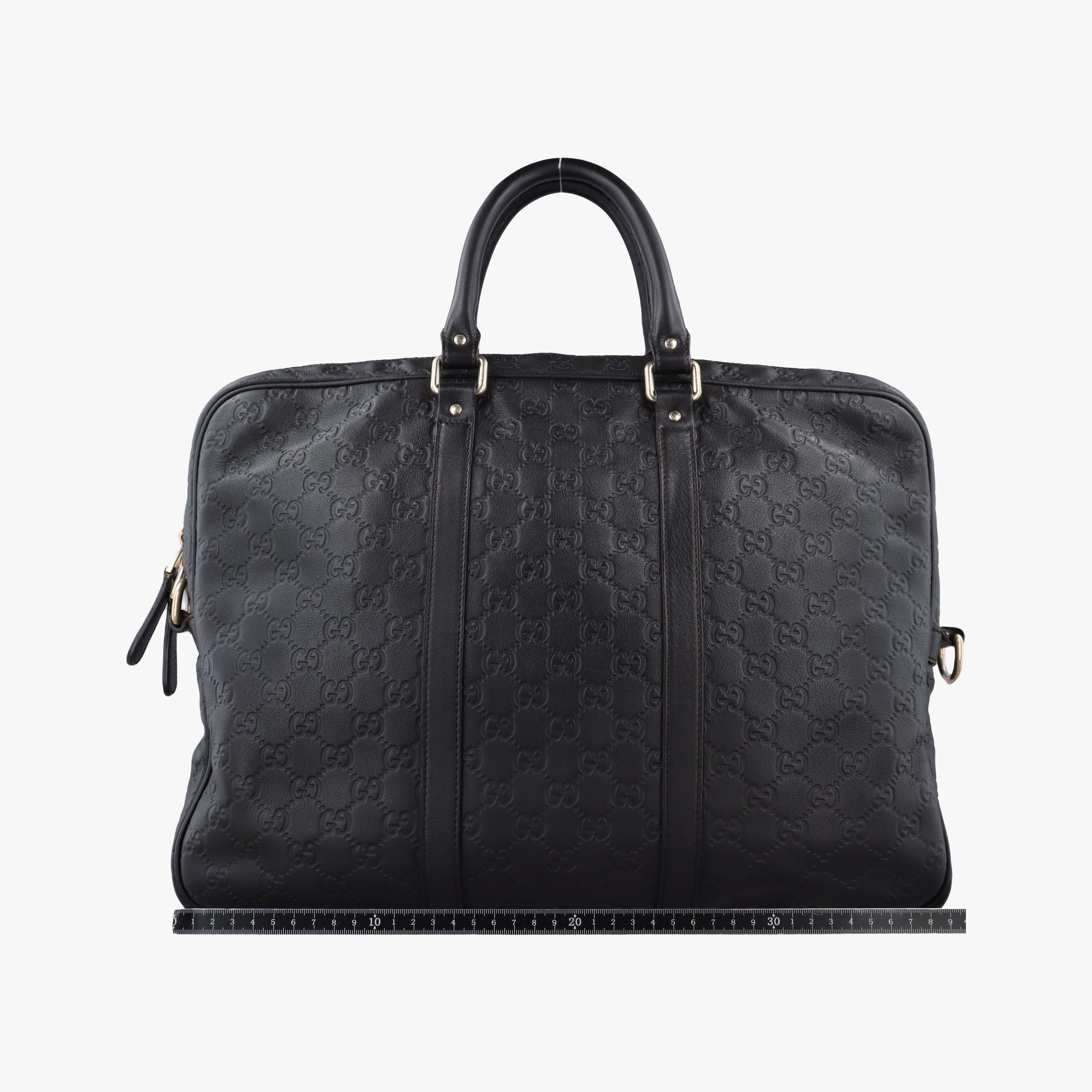 Pre-owned Gucci Guccissima  briefcase Black Leather 208463 handbag | stylenewstar