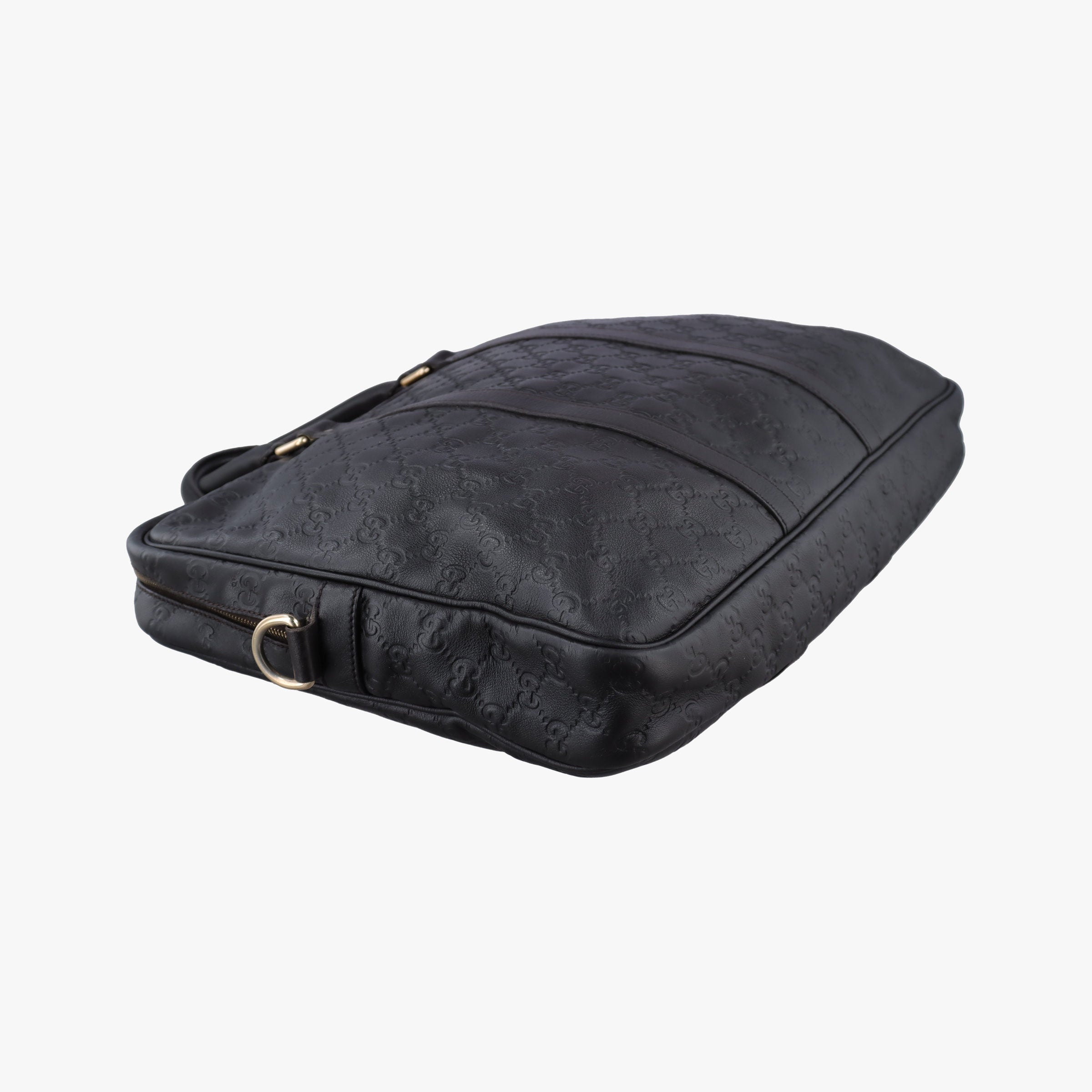 Pre-owned Gucci Guccissima  briefcase Black Leather 208463 handbag | stylenewstar