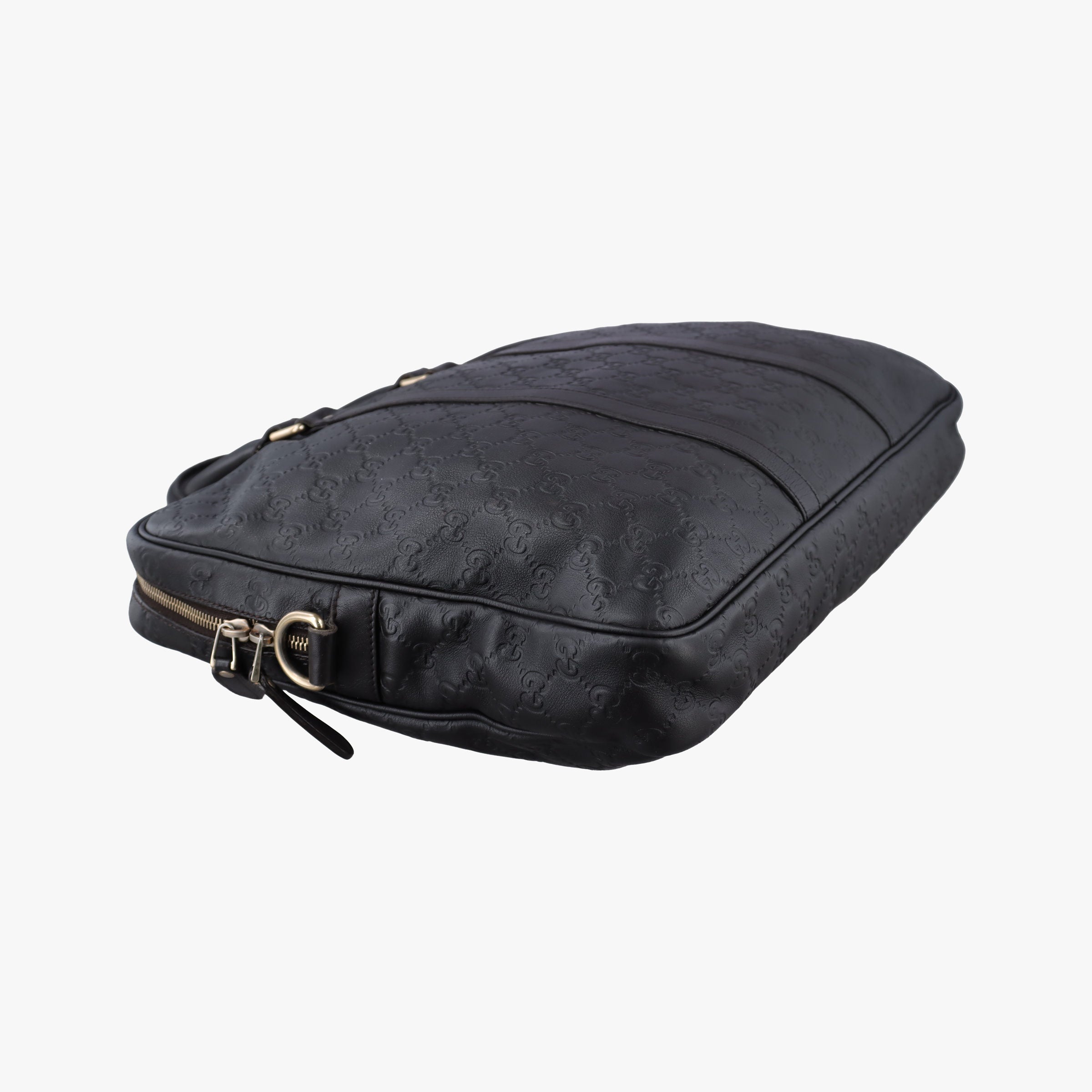 Pre-owned Gucci Guccissima  briefcase Black Leather 208463 handbag | stylenewstar