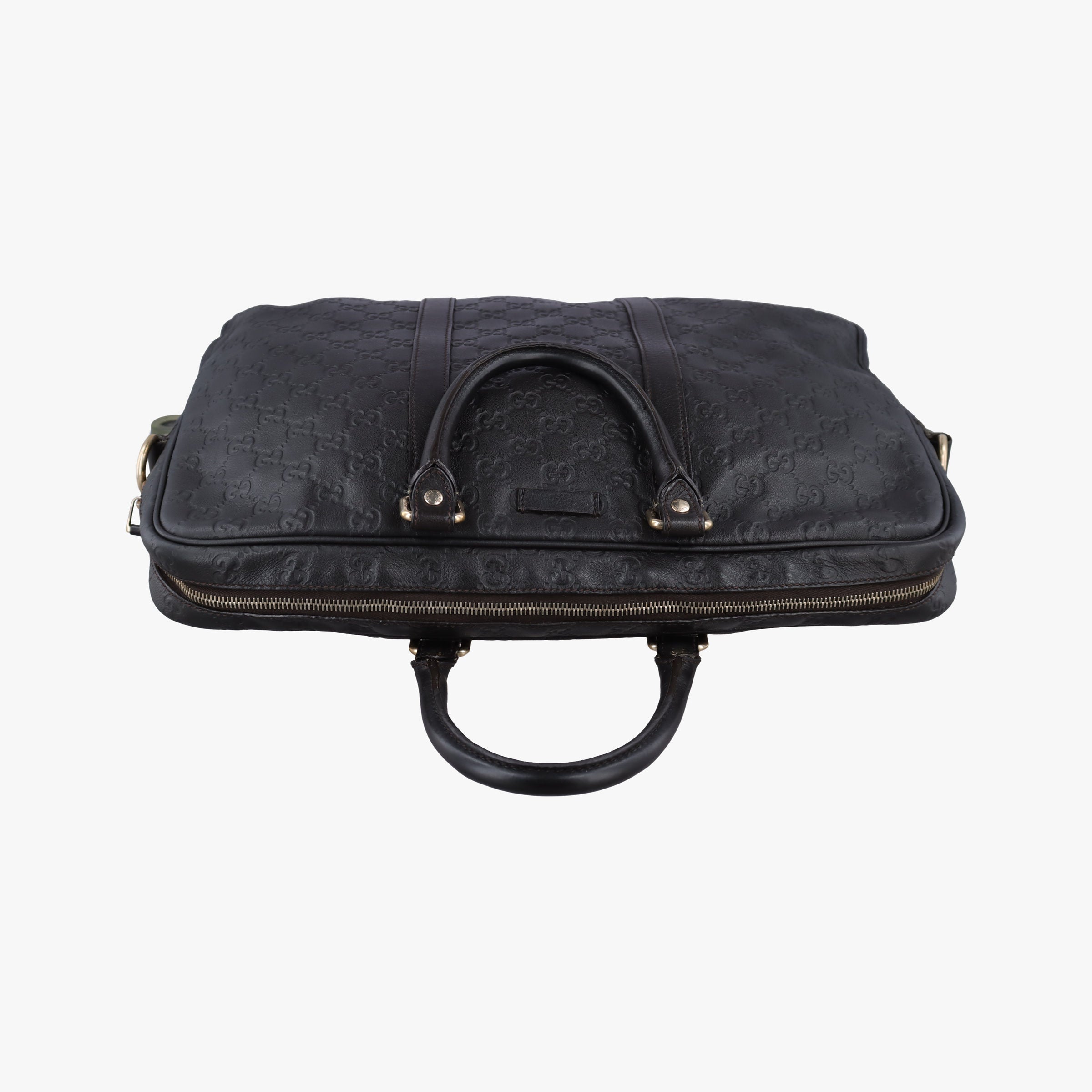 Pre-owned Gucci Guccissima  briefcase Black Leather 208463 handbag | stylenewstar