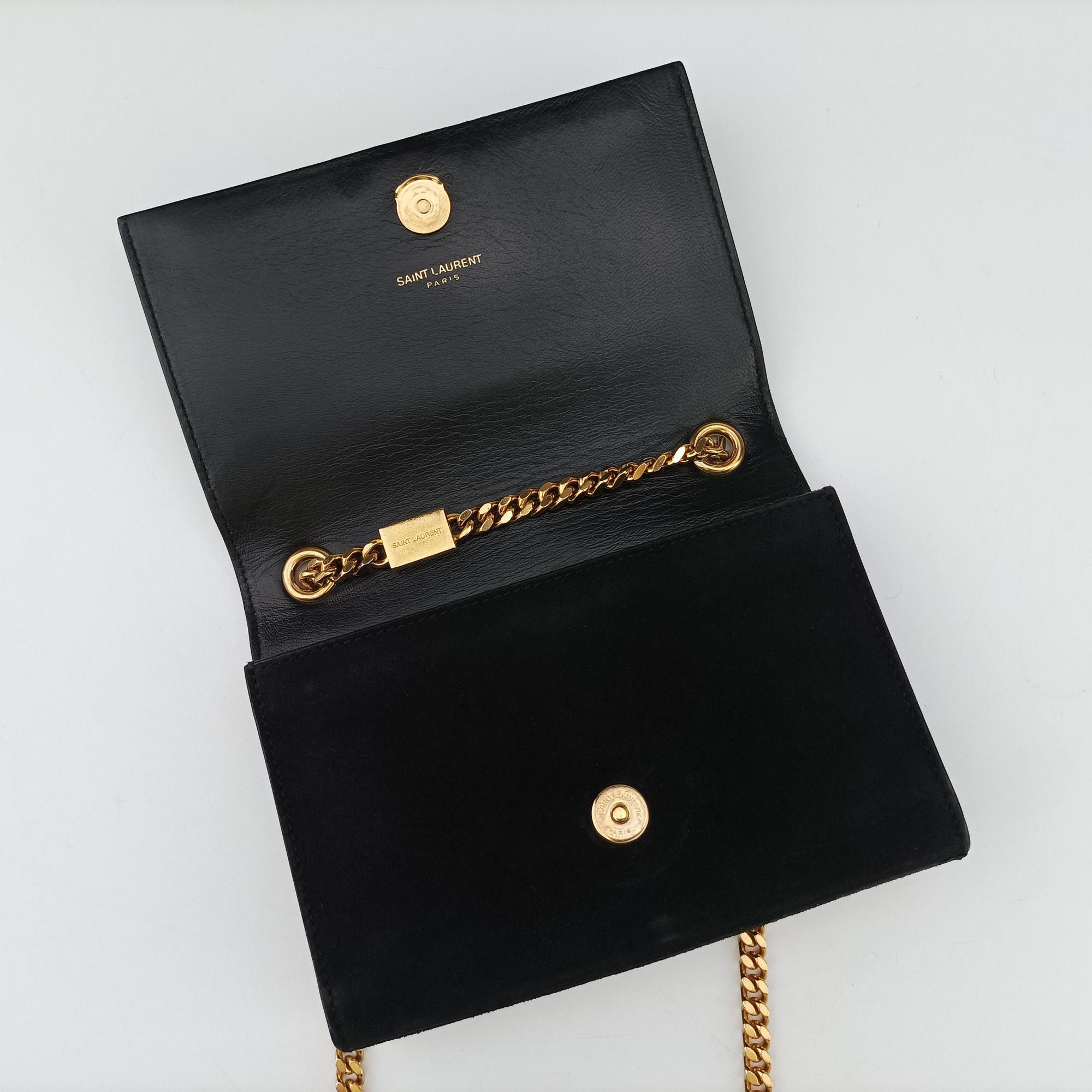 Pre-owned Yves Saint Laurent KATE Black Suede 354120 shoulderbag | stylenewstar
