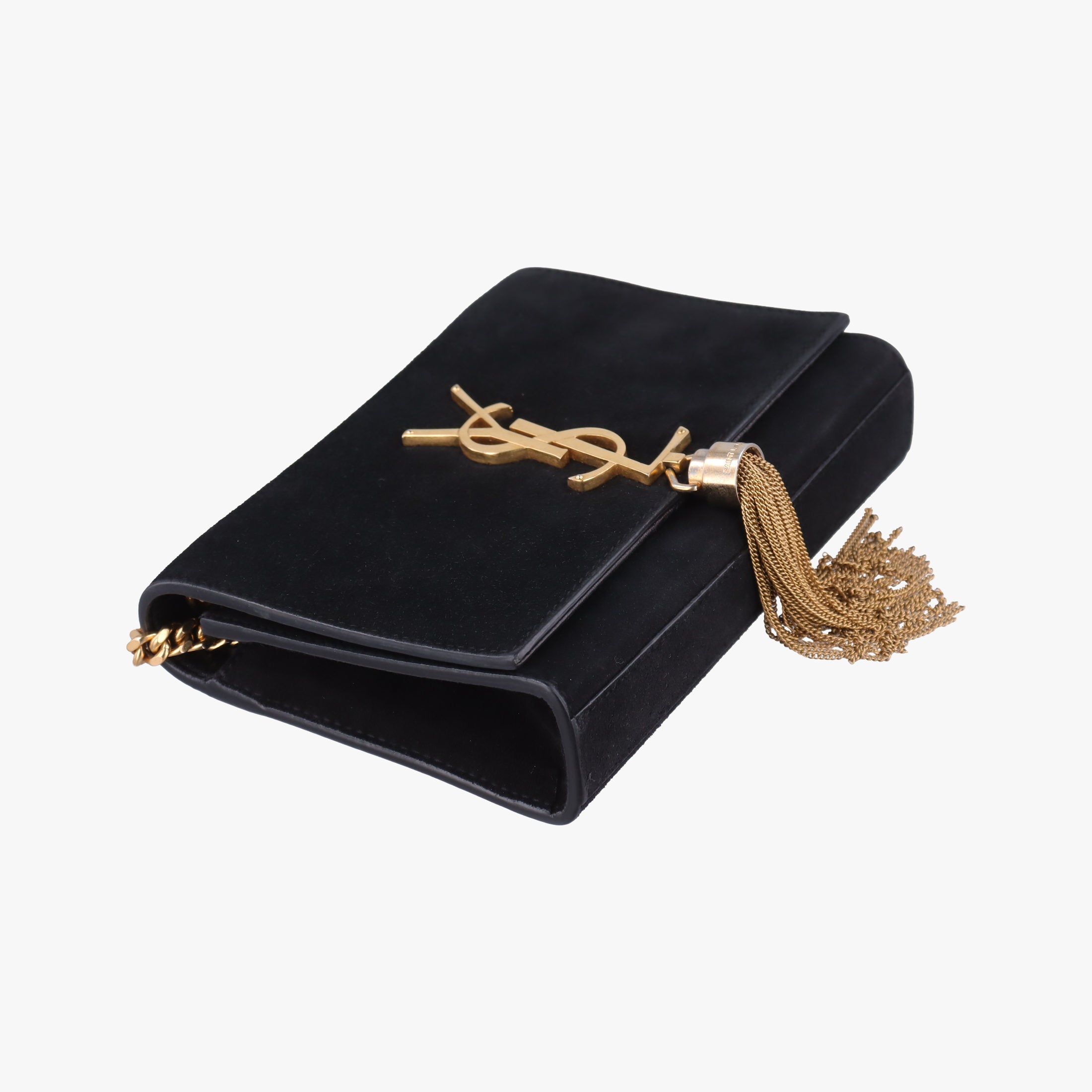 Pre-owned Yves Saint Laurent KATE Black Suede 354120 shoulderbag | stylenewstar