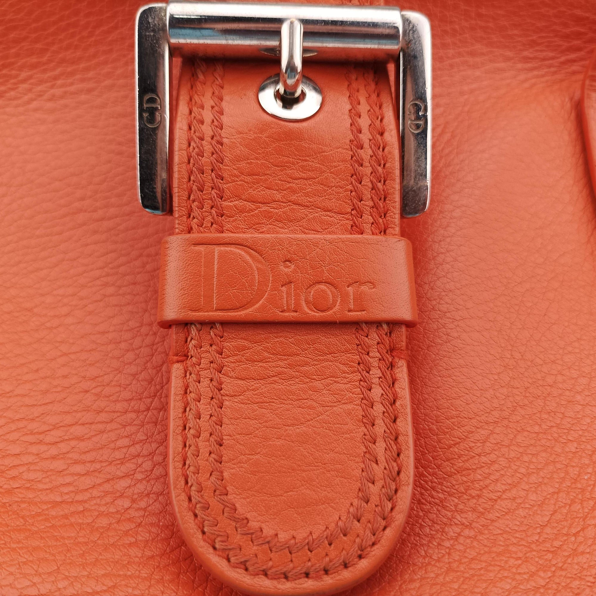 Pre-owned Christian Dior Detective Orange Leather  handbag | stylenewstar