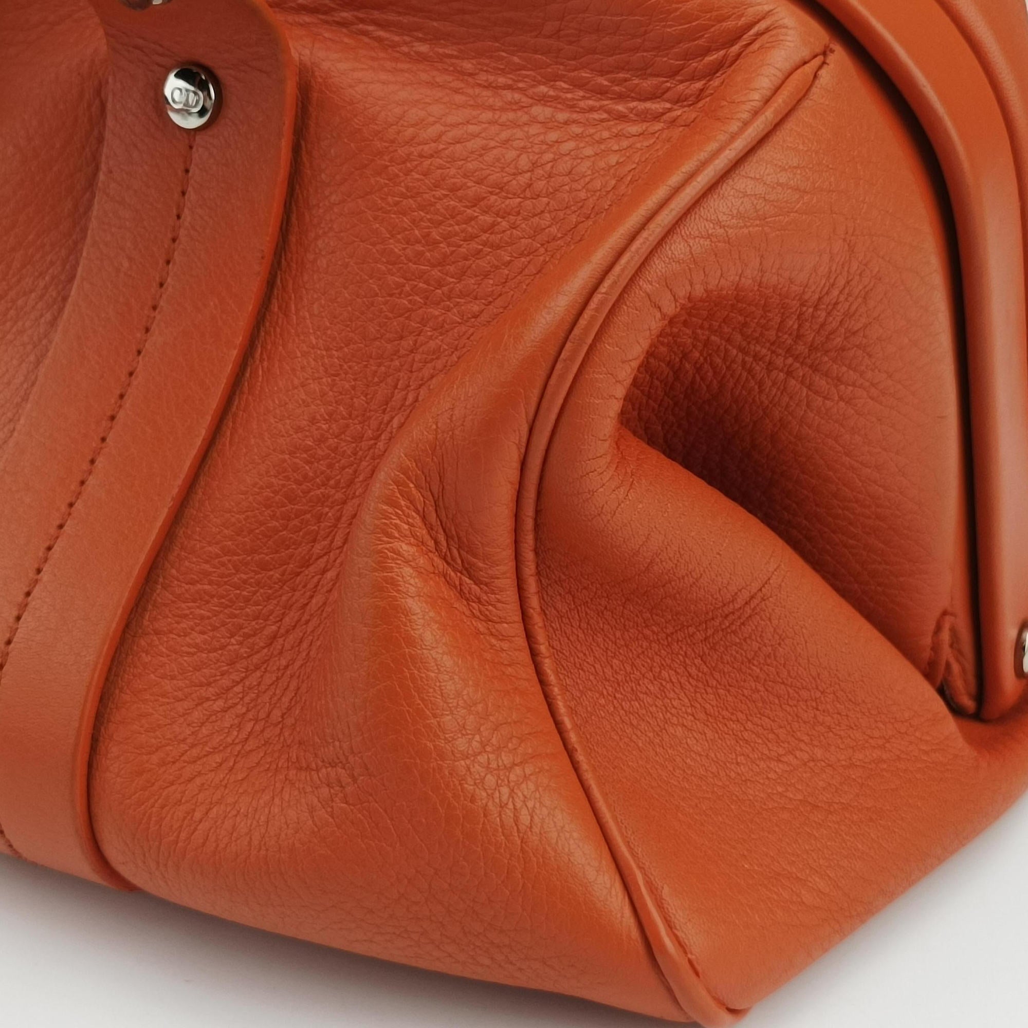 Pre-owned Christian Dior Detective Orange Leather  handbag | stylenewstar