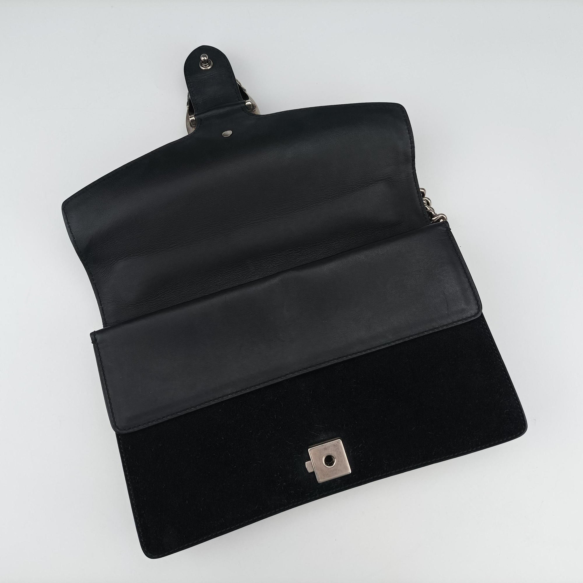 Pre-owned Gucci Dionysus Black Suede×leather 400249 shoulderbag | stylenewstar