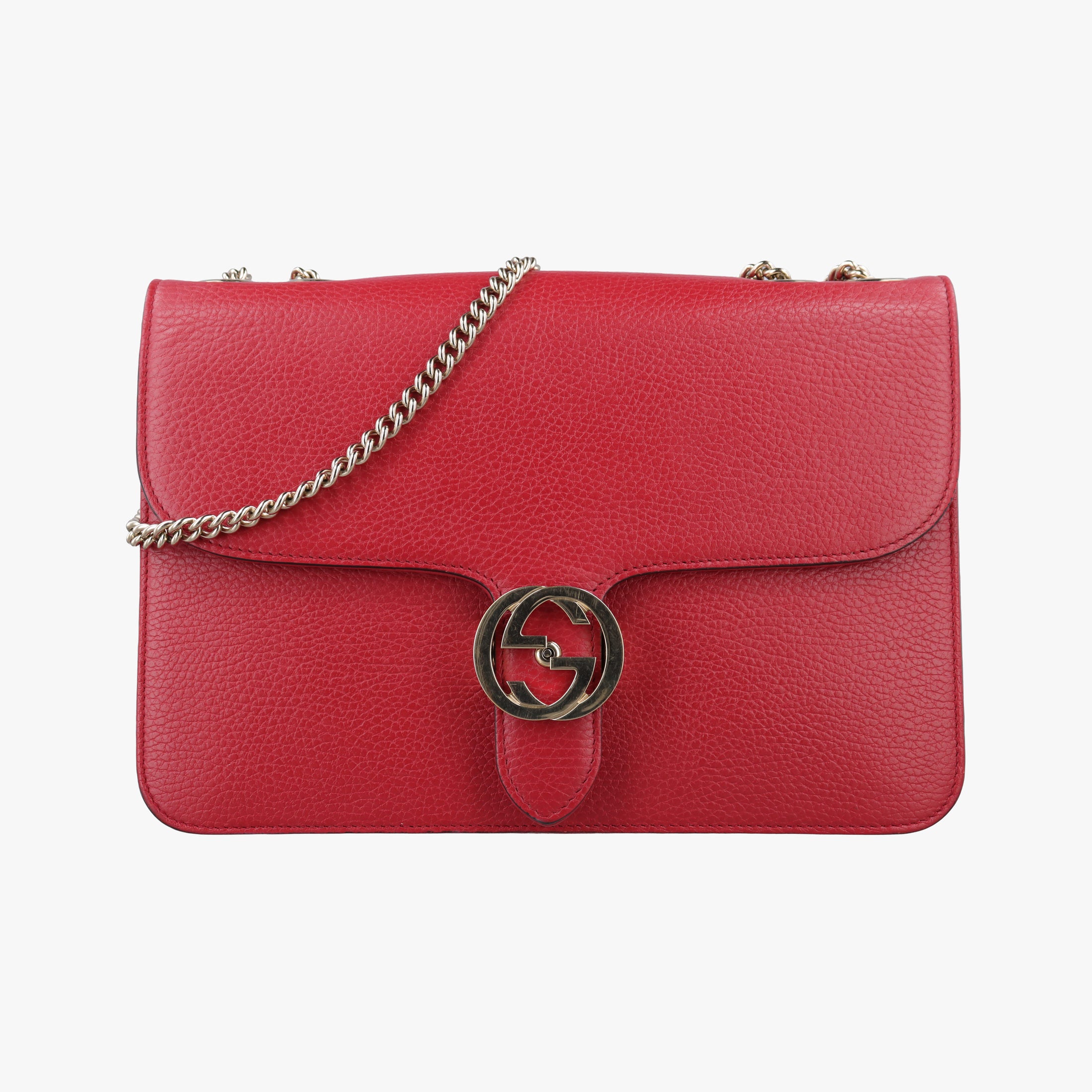 Pre-owned Gucci Interlocking G Red Leather 510303 shoulderbag | stylenewstar