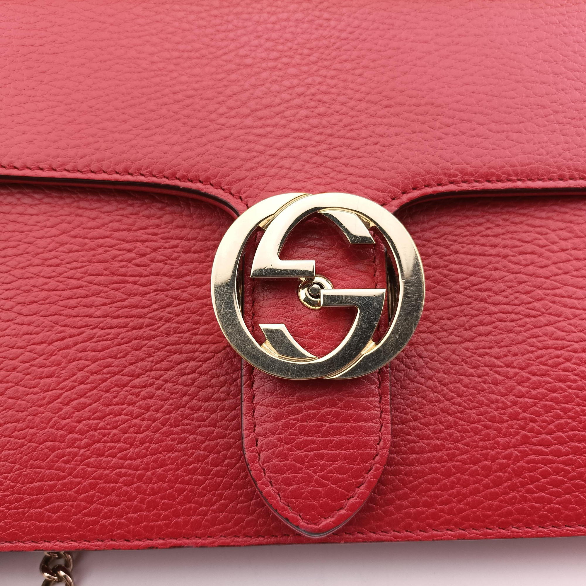 Pre-owned Gucci Interlocking G Red Leather 510303 shoulderbag | stylenewstar