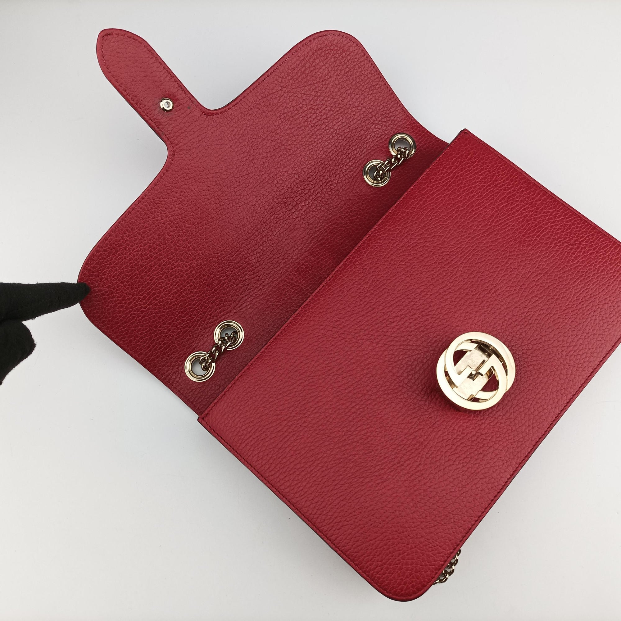 Pre-owned Gucci Interlocking G Red Leather 510303 shoulderbag | stylenewstar