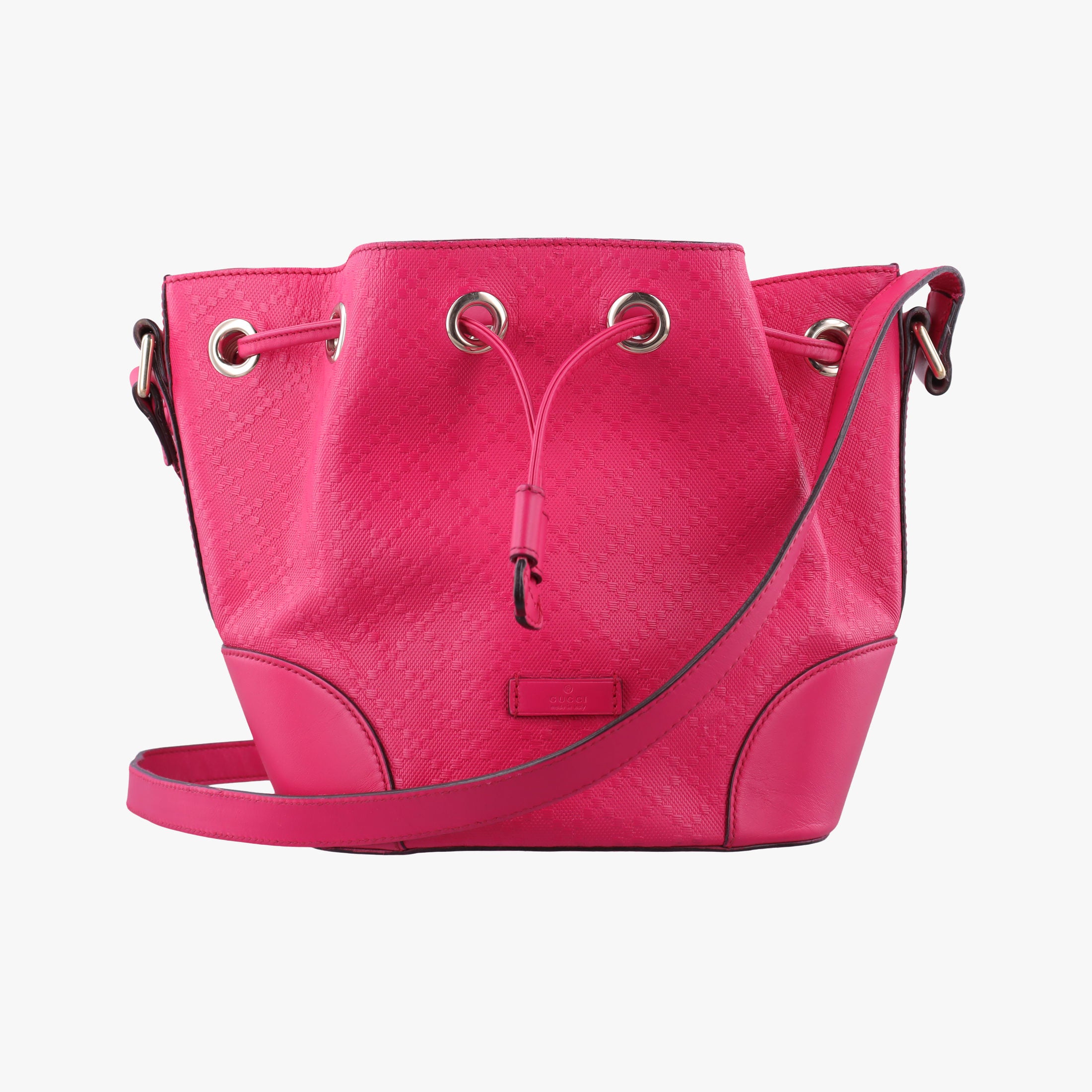 Pre-owned Gucci Bright Diamante Bucket Rose Leather 354229 shoulderbag | stylenewstar