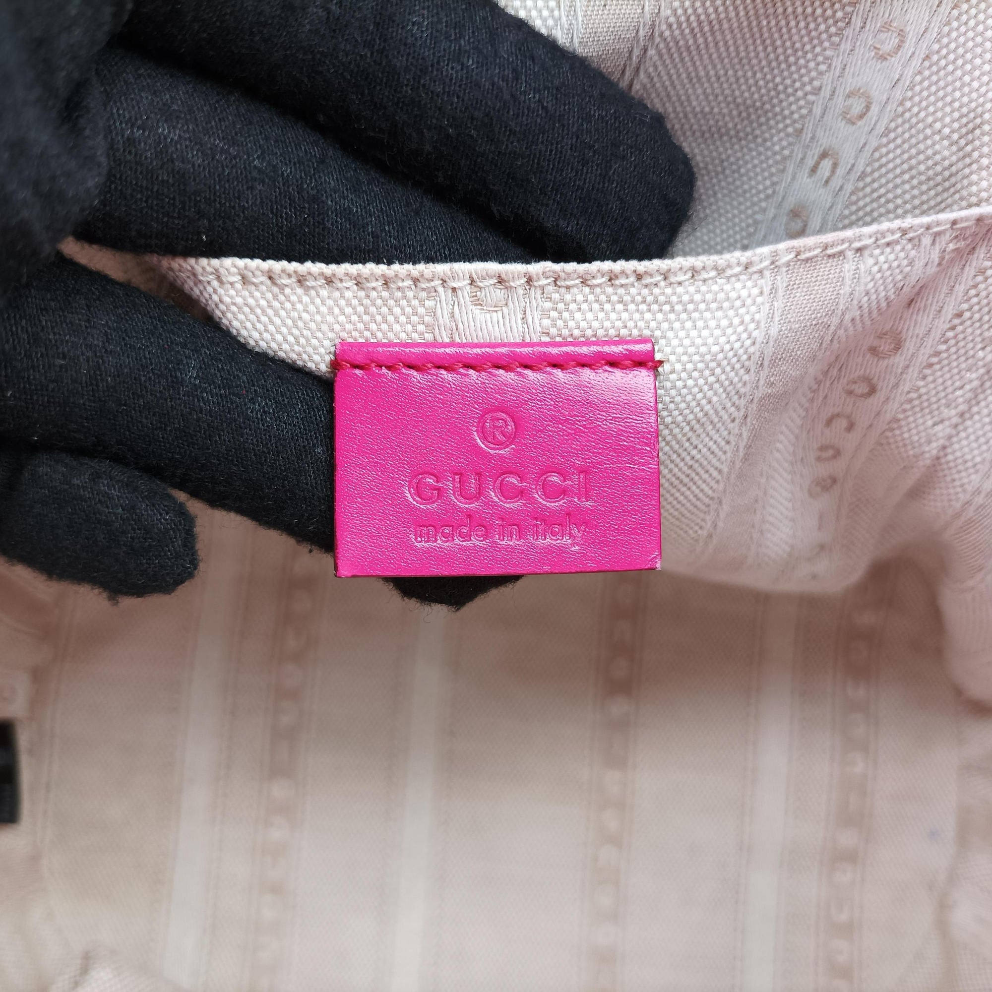 Pre-owned Gucci Bright Diamante Bucket Rose Leather 354229 shoulderbag | stylenewstar