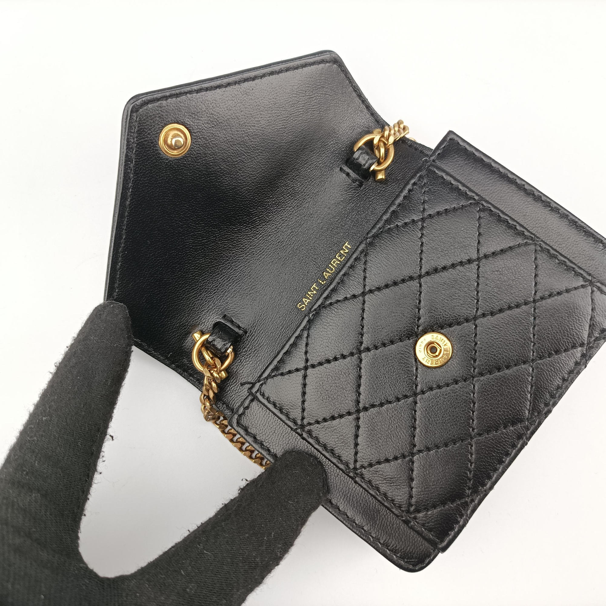 Pre-owned Yves Saint Laurent Gabby Micro Black Leather 685612 shoulderbag | stylenewstar
