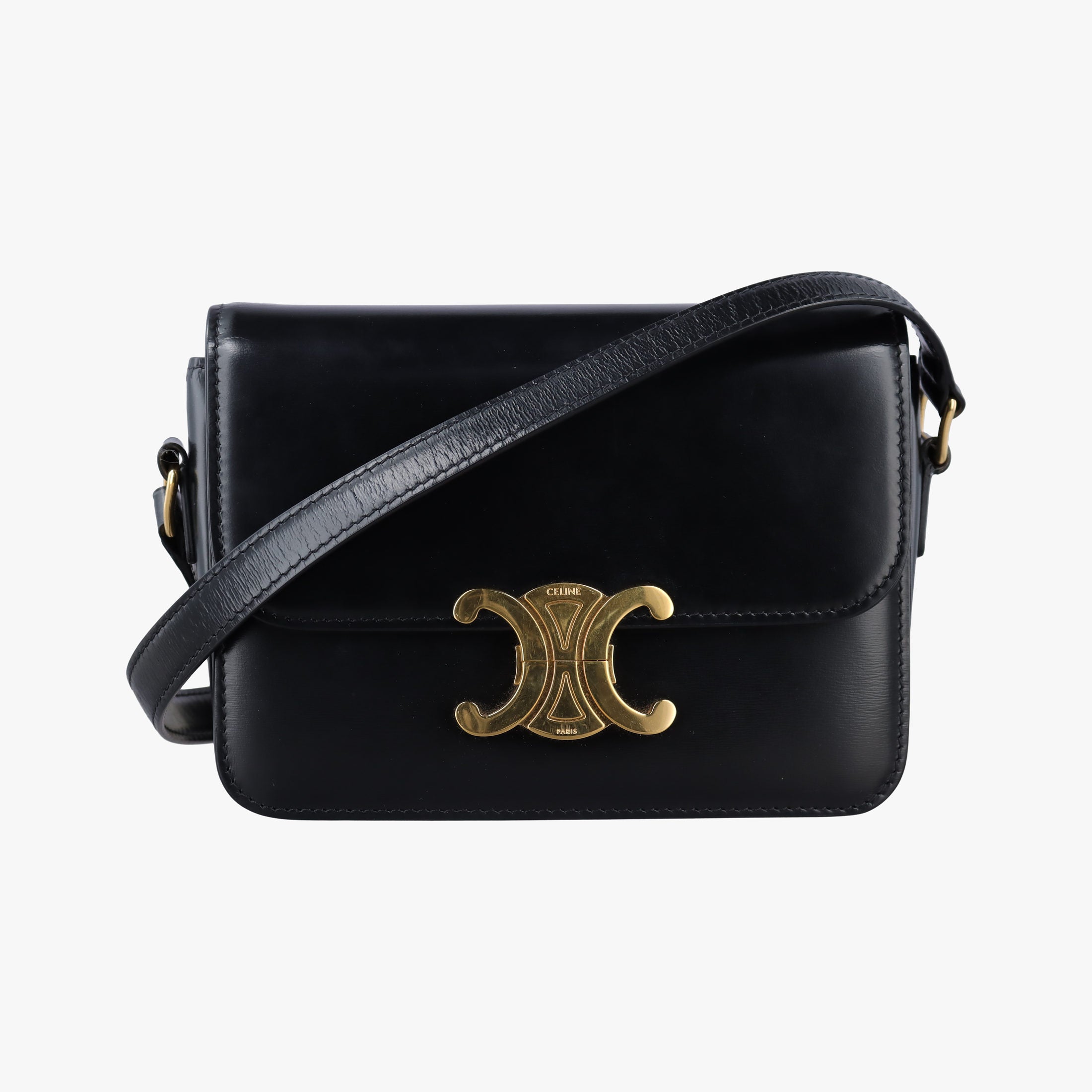 Pre-owned Celine Teen Triomphe Black Leather  shoulderbag | stylenewstar
