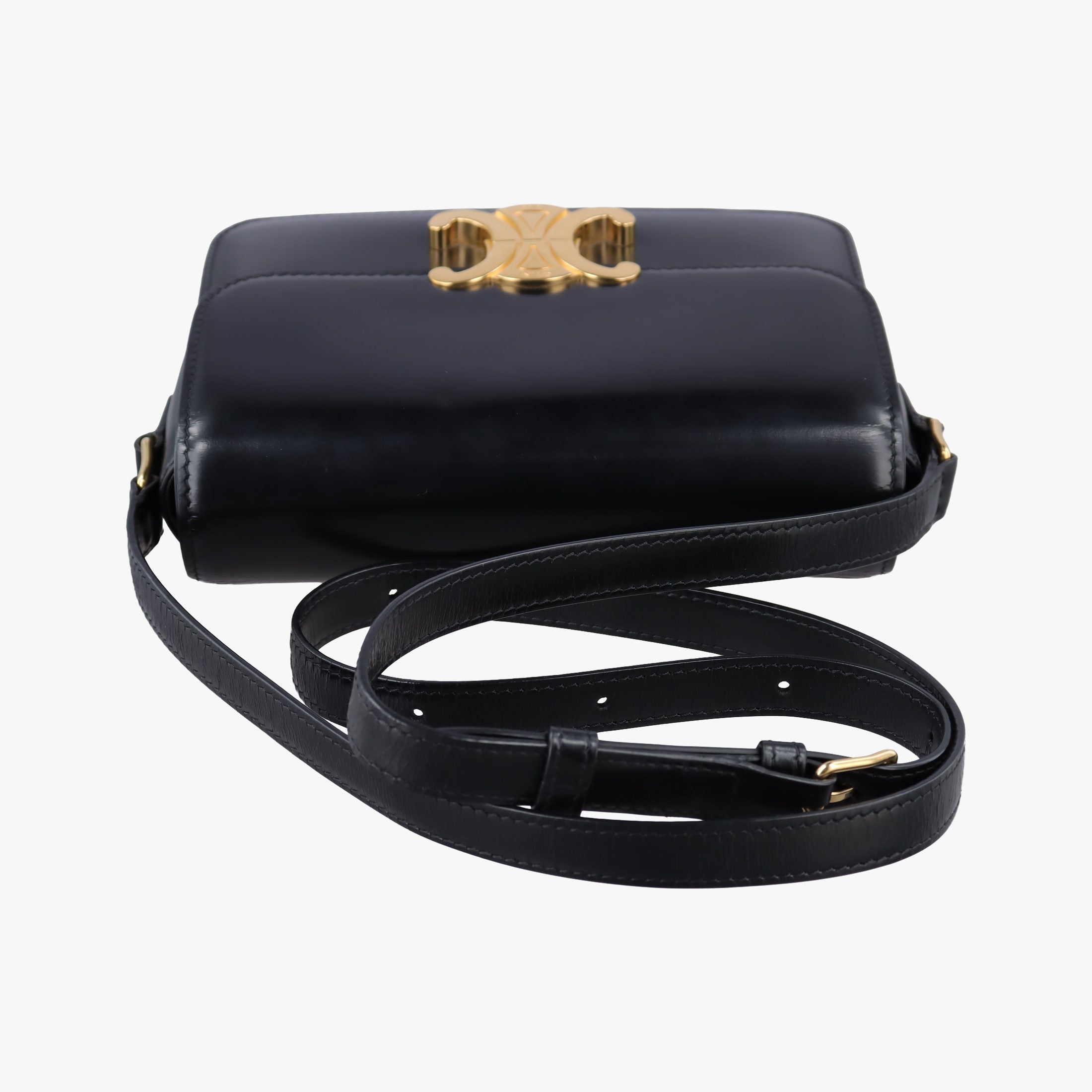 Pre-owned Celine Teen Triomphe Black Leather  shoulderbag | stylenewstar