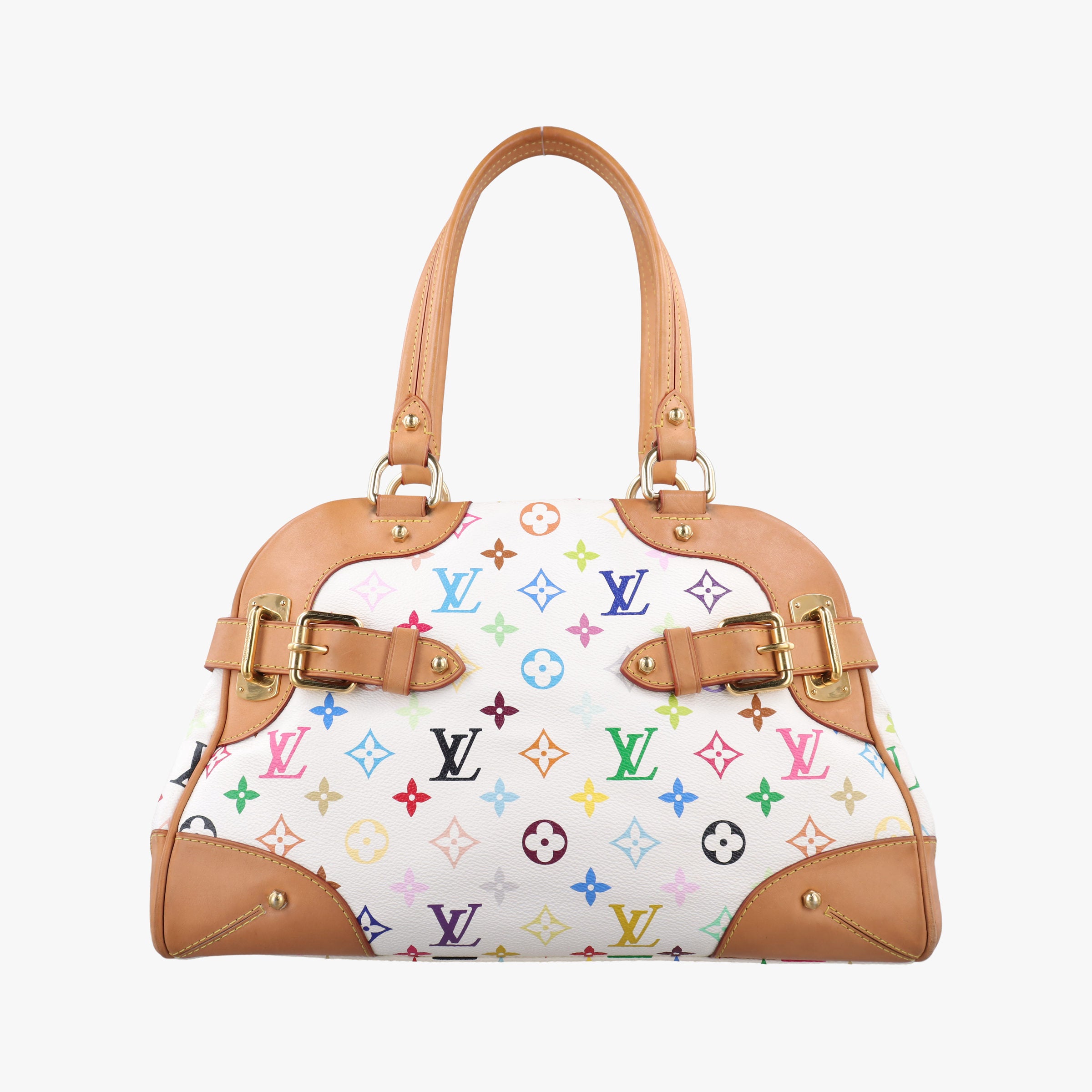 Pre-owned Louis Vuitton CLAUDIA white Monogram Multicolor M40193 handbag | stylenewstar