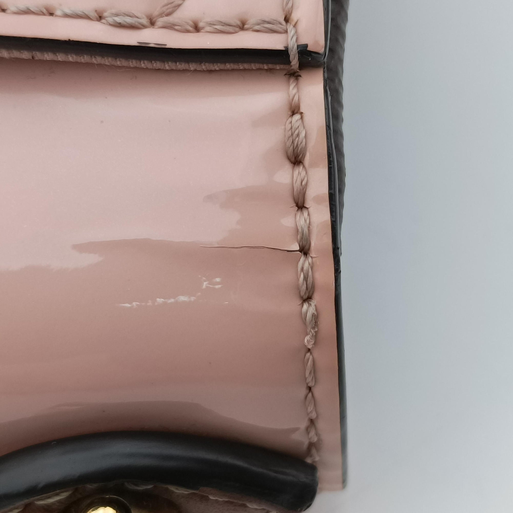 Pre-owned Louis Vuitton Cherry Wood BB Rose Ballerine PVC coated canvas×Vernis M51952 shoulderbag | stylenewstar