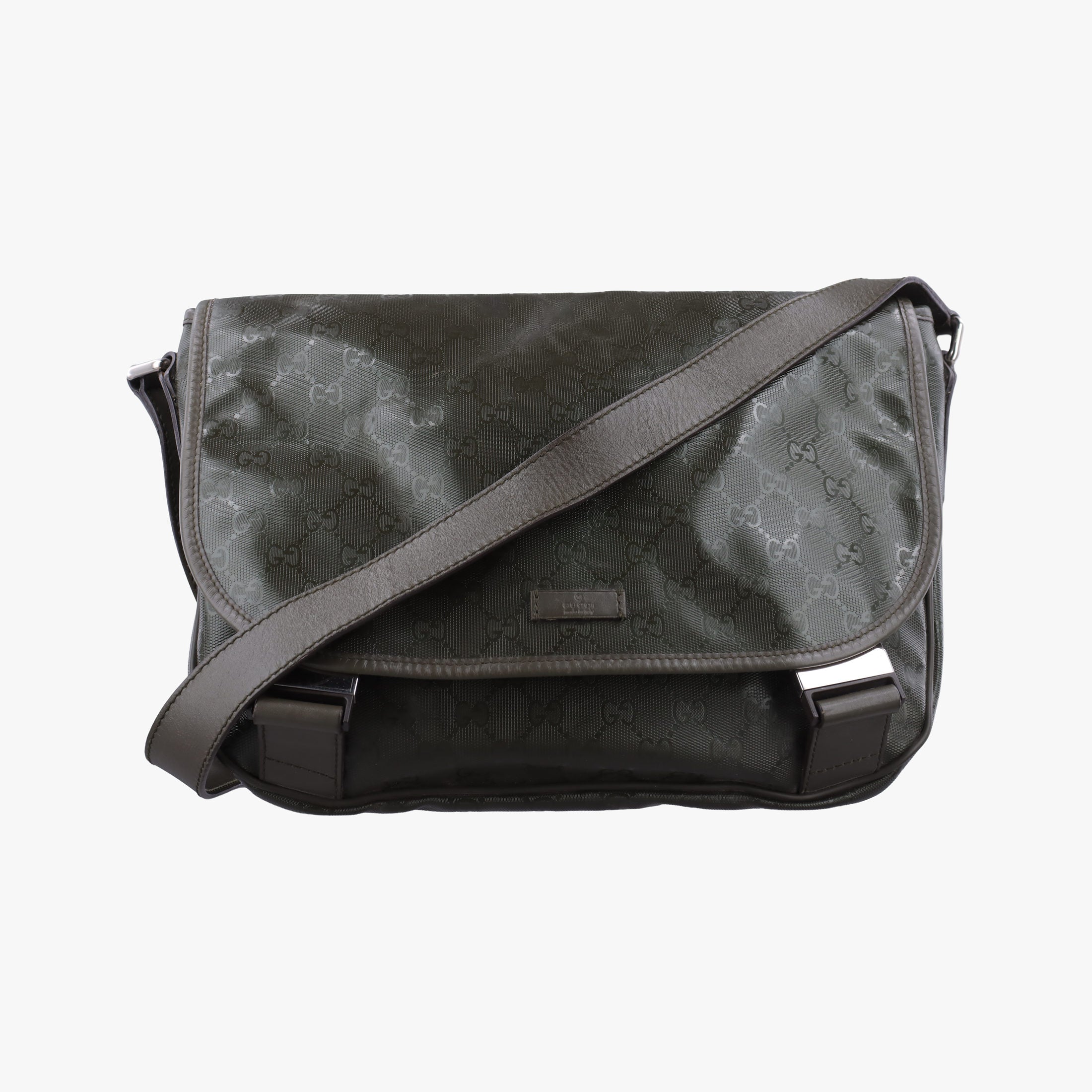 Pre-owned Gucci GG Plus Messenger Green PVC coated canvas 201732 shoulderbag | stylenewstar