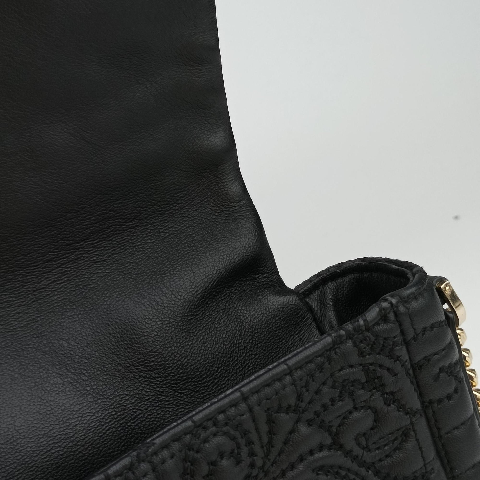Pre-owned VERSACE Vanitas Medusa Black leather  shoulderbag | stylenewstar